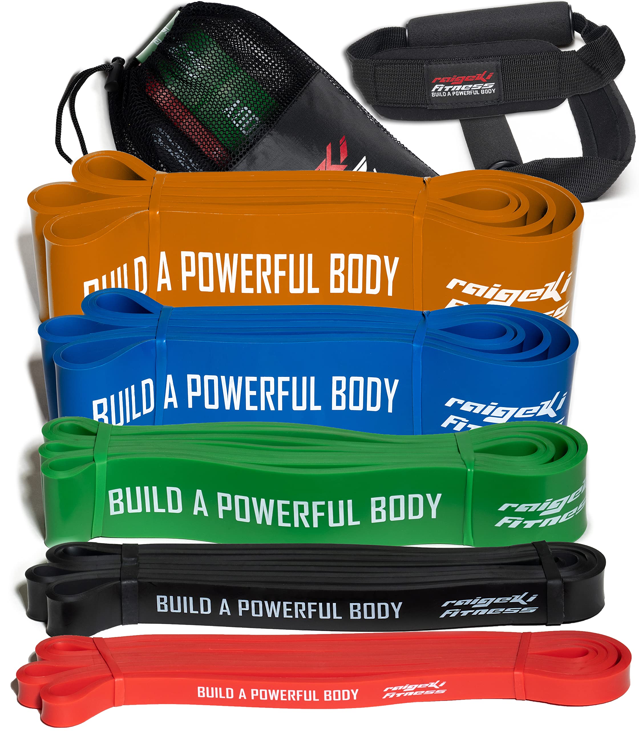 Raigeki Resistance Bands for Fitness & Strength Training - Long Elastic Exercise Bands with Workout Plan (Individual & Set) - Perfect for Home Gym, Yoga, Pilates, and Physical Therapy
