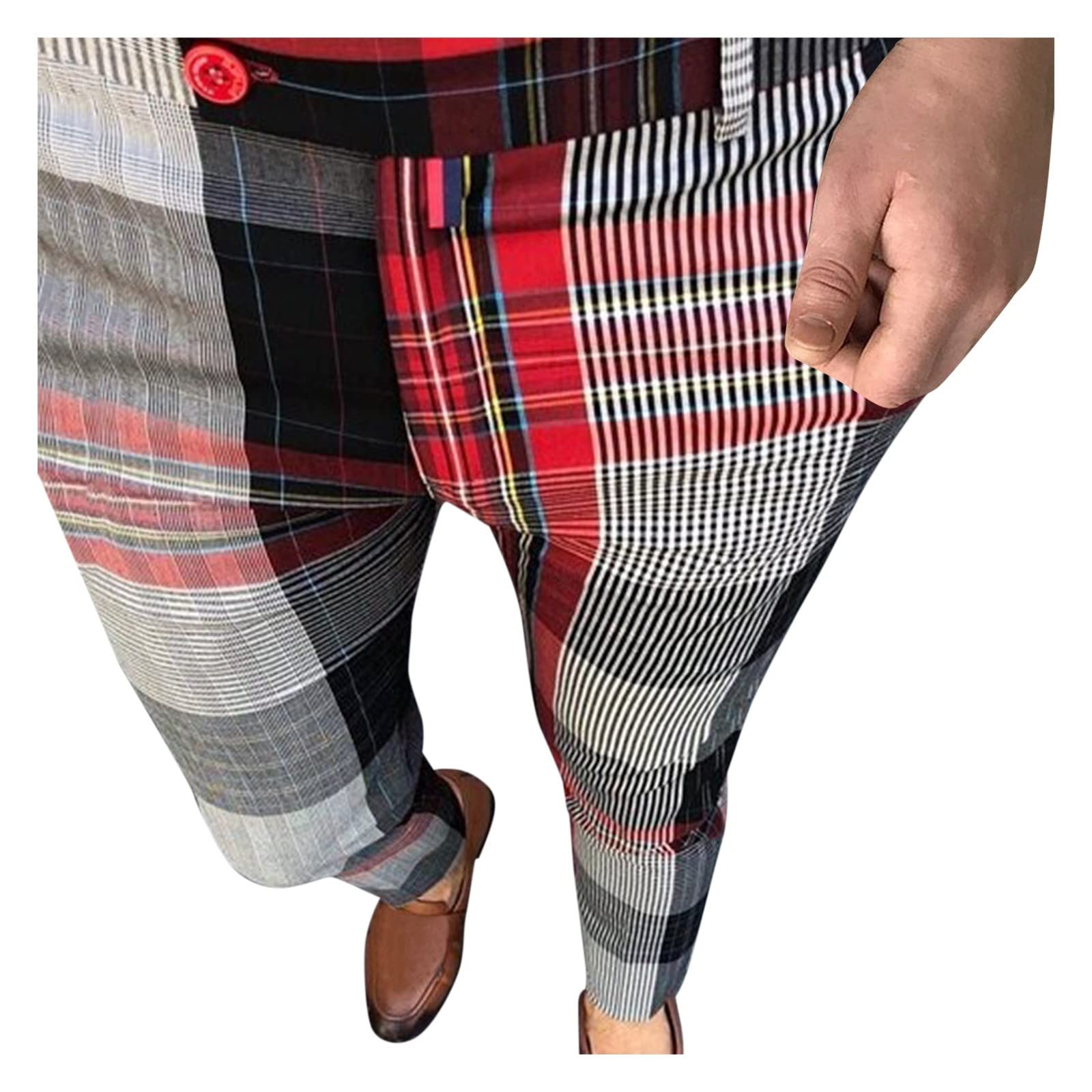 Men's Slim Fit Dress Pants - Solid Color Vintage Print Elastic Waist Jogger Office Pants for Business Casual & Formal Wear | Perfect for Work, Weddings & Special Occasions