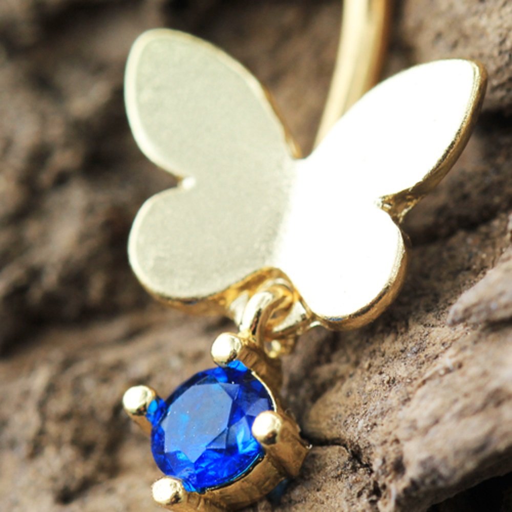 Gold Plated Double Butterfly Belly Button Ring - WildKlass Stylish Navel Piercing Jewelry for Women, Perfect for Parties, Beach & Everyday Wear