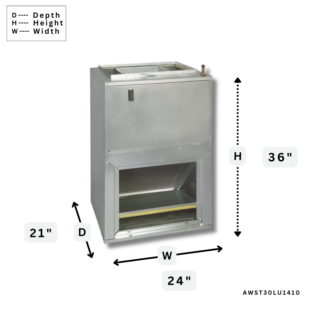 2.5 Ton Wall Mount Air Handler Unit - AWST30LU1410 Model for Apartments & Small Homes | Efficient Cooling & Heating Solution for Bedrooms, Living Rooms & Offices