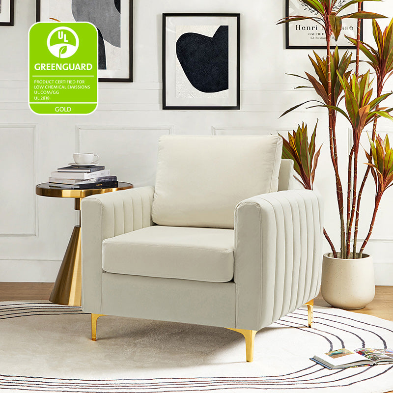 Luxury Didyme Velvet Club Armchair - Modern Accent Chair for Living Room, Bedroom & Office - Plush Upholstered Lounge Chair with Sturdy Wooden Legs - Perfect for Reading Nook, Home Theater & Cozy Spaces
