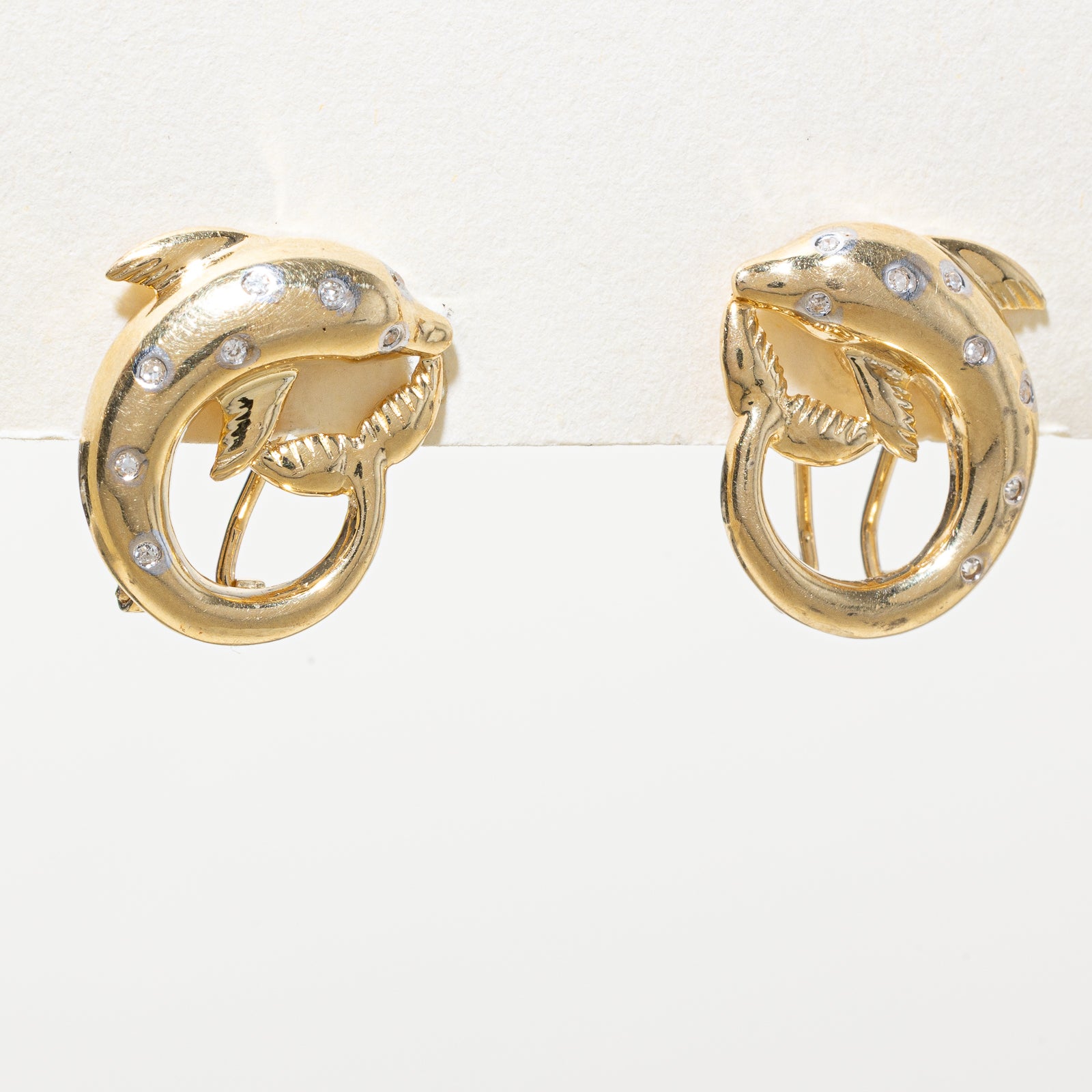 0.10ctw Diamond Dolphin Stud Earrings for Women - 14K White Gold Dainty Jewelry Gift for Her | Perfect for Birthdays, Anniversaries & Special Occasions