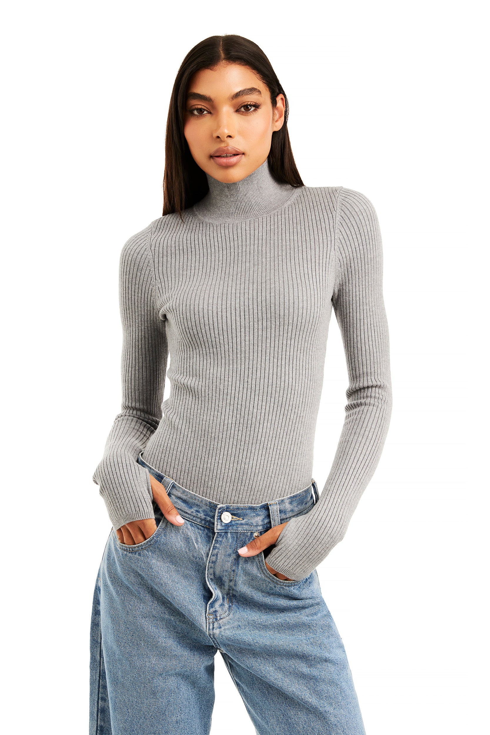 THE RHODES GREY BODYSUIT - Women's Seamless Slimming Bodysuit for Everyday Wear & Layering | Perfect for Work, Date Night & Casual Outfits