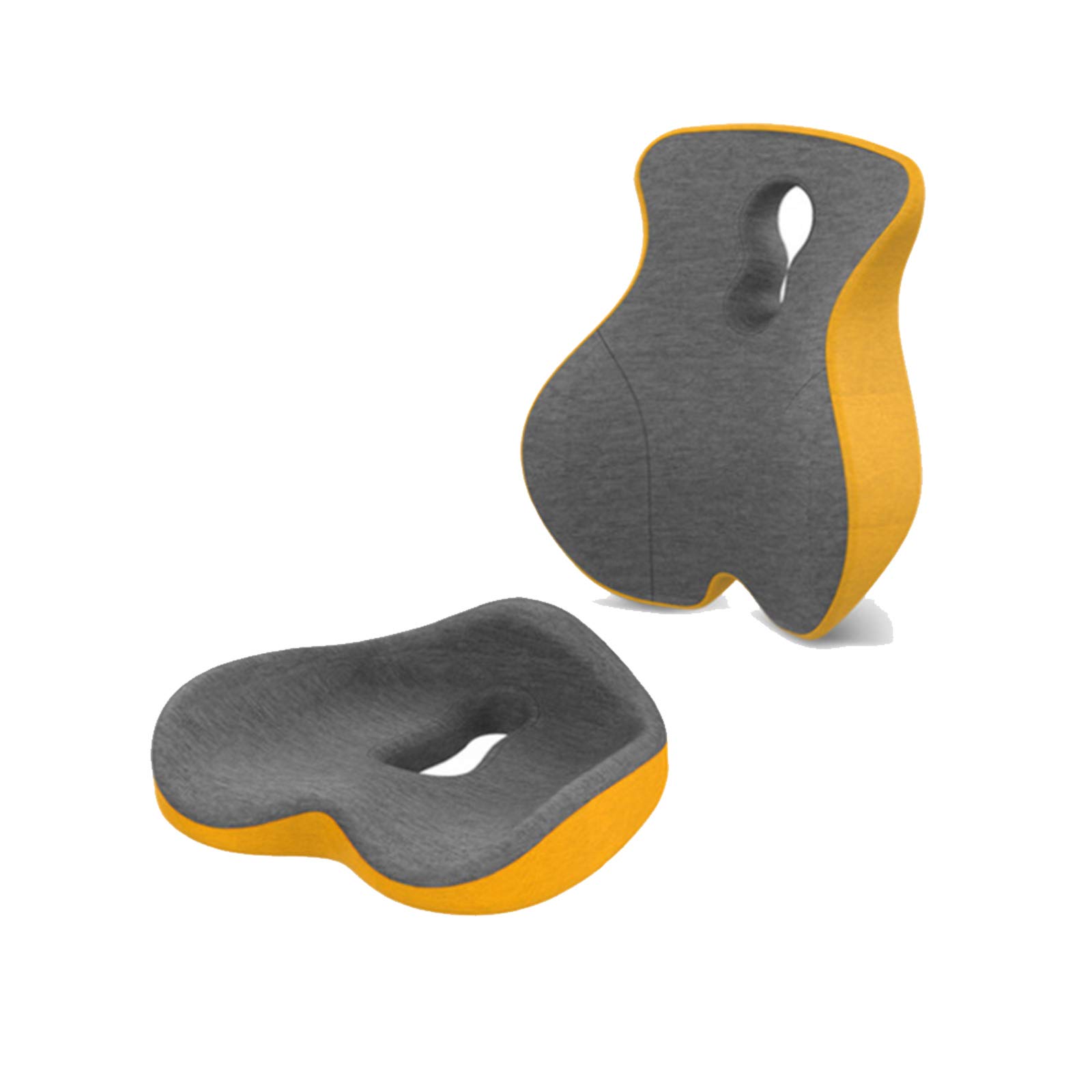 Ergonomic Memory Foam Lumbar Support Pillow for Office Chair & Car Seat - Coccyx Cushion for Lower Back & Tailbone Pain Relief, Sciatica Comfort (Yellow) - Perfect for Long Work Hours, Driving & Home Office Use
