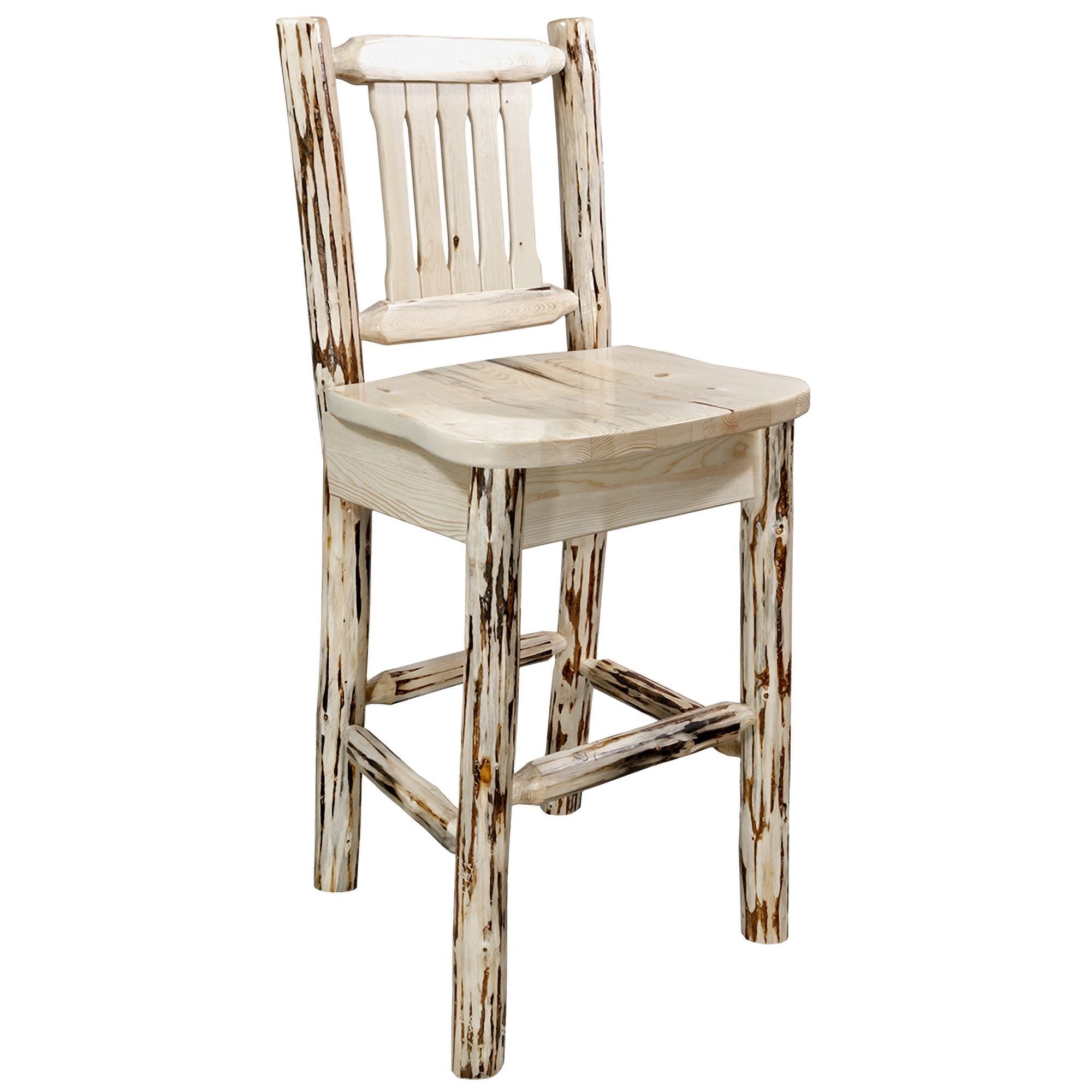 Montana Barstool with Back - Ergonomic Wooden Bar Stool for Kitchen Island, Breakfast Nook & Home Bar - Comfortable Wood Seat for Dining & Entertaining