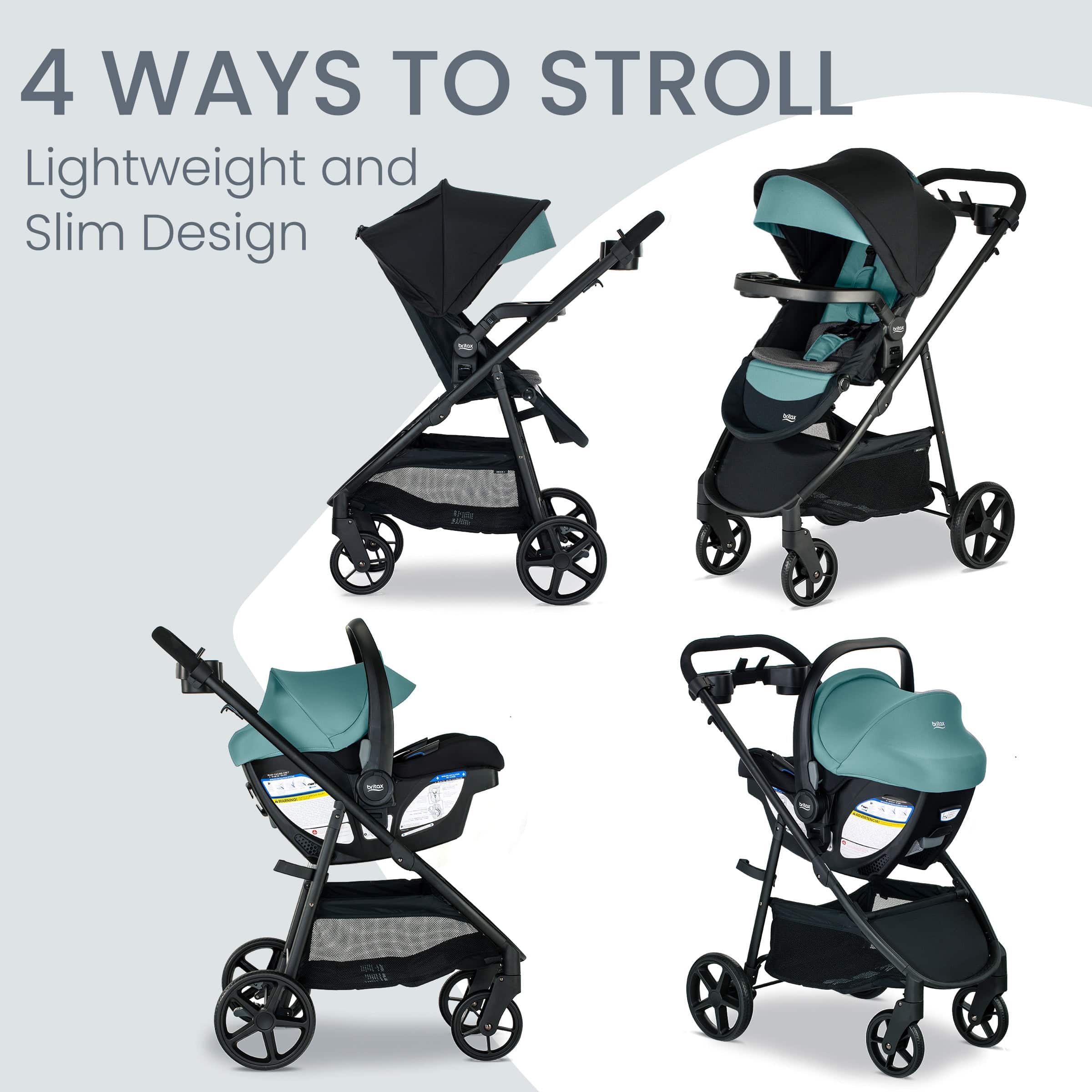 Britax Willow Brook S+ Travel System - Lightweight Stroller & Infant Car Seat Combo for Safe & Comfortable Baby Travel - Perfect for Shopping, Walks & Family Outings