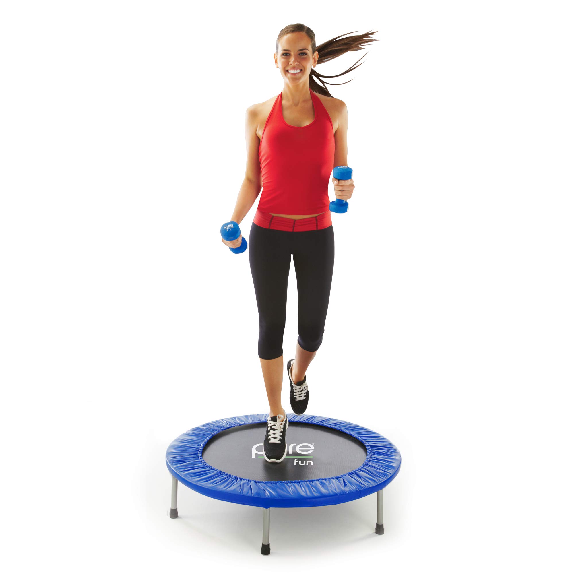 Pure Fun Mini Rebounder Trampoline for Adults & Teens 13+ - Compact Exercise Trampoline for Home Fitness, Cardio Workout & Indoor Training