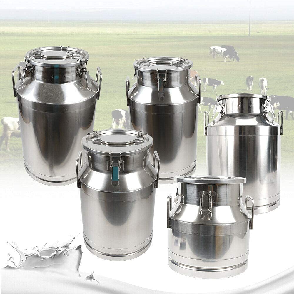 50L 13 Gallon Stainless Steel Milk Can - Food Grade Wine Fermentation Bucket, Milk Pail with Airtight Lid - Heavy Duty Dairy & Brewing Container for Home Brewing, Cheese Making, Winemaking & Farm Use