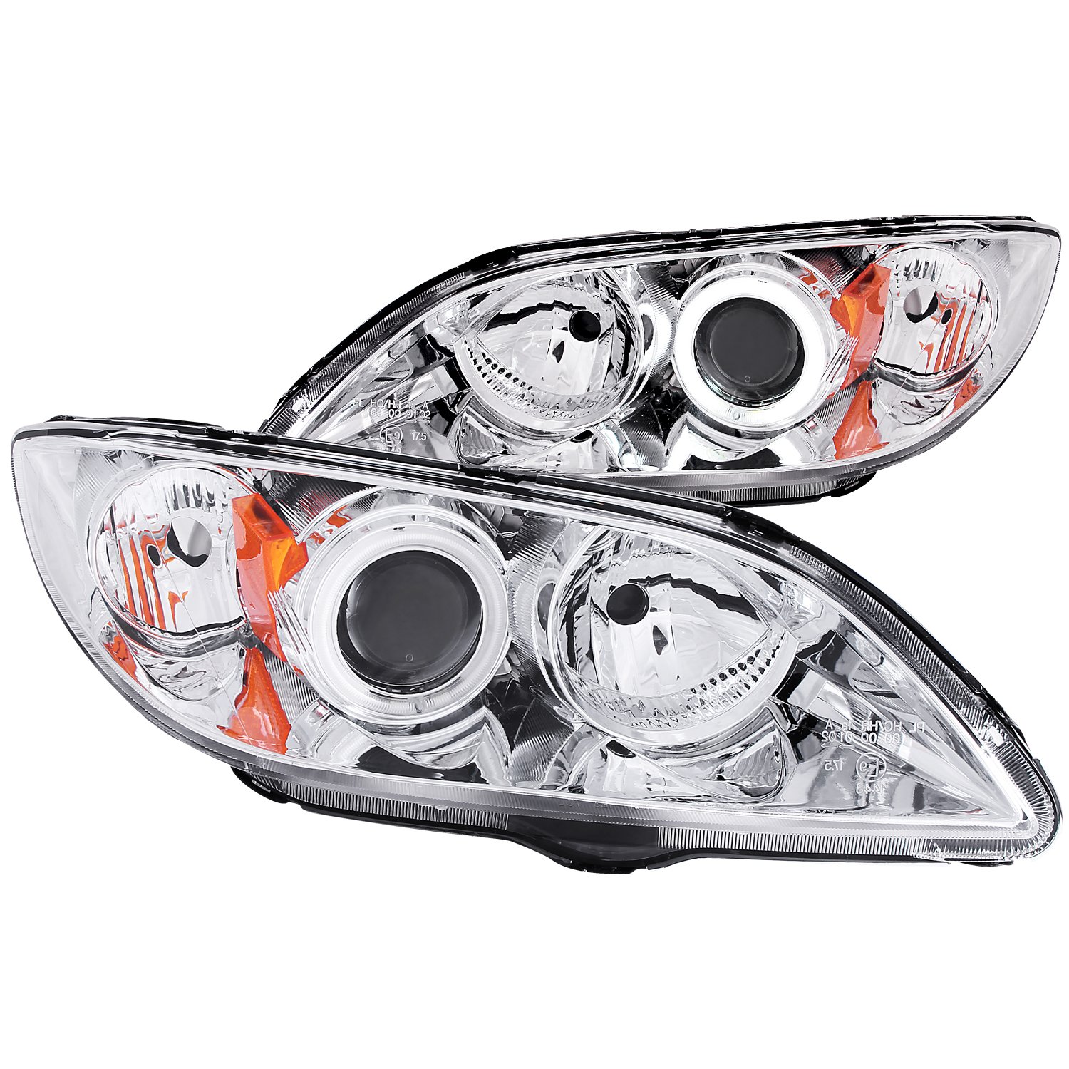 Anzo USA 121211 Mazda 3 Chrome Clear Projector Headlights with Halo Rings - Complete Headlight Assembly (Pair) - Perfect for Night Driving & Car Upgrades