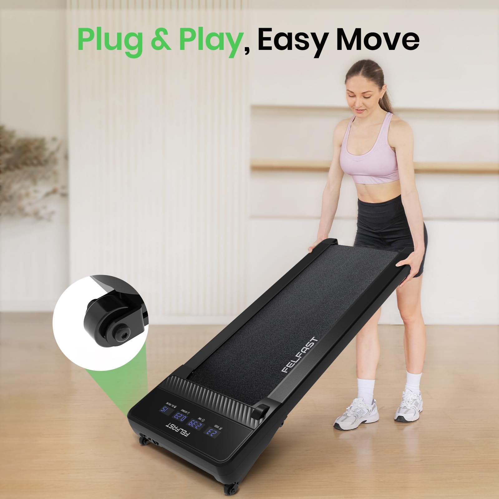 Under Desk Treadmill with 12% 6° Auto Incline - 450Lbs Weight Capacity, 6 HIIT Modes & Remote Control | Home Office Walking Pad with LED Display (Max 4 MPH) - Perfect for Small Spaces, Work from Home & Apartment Workouts