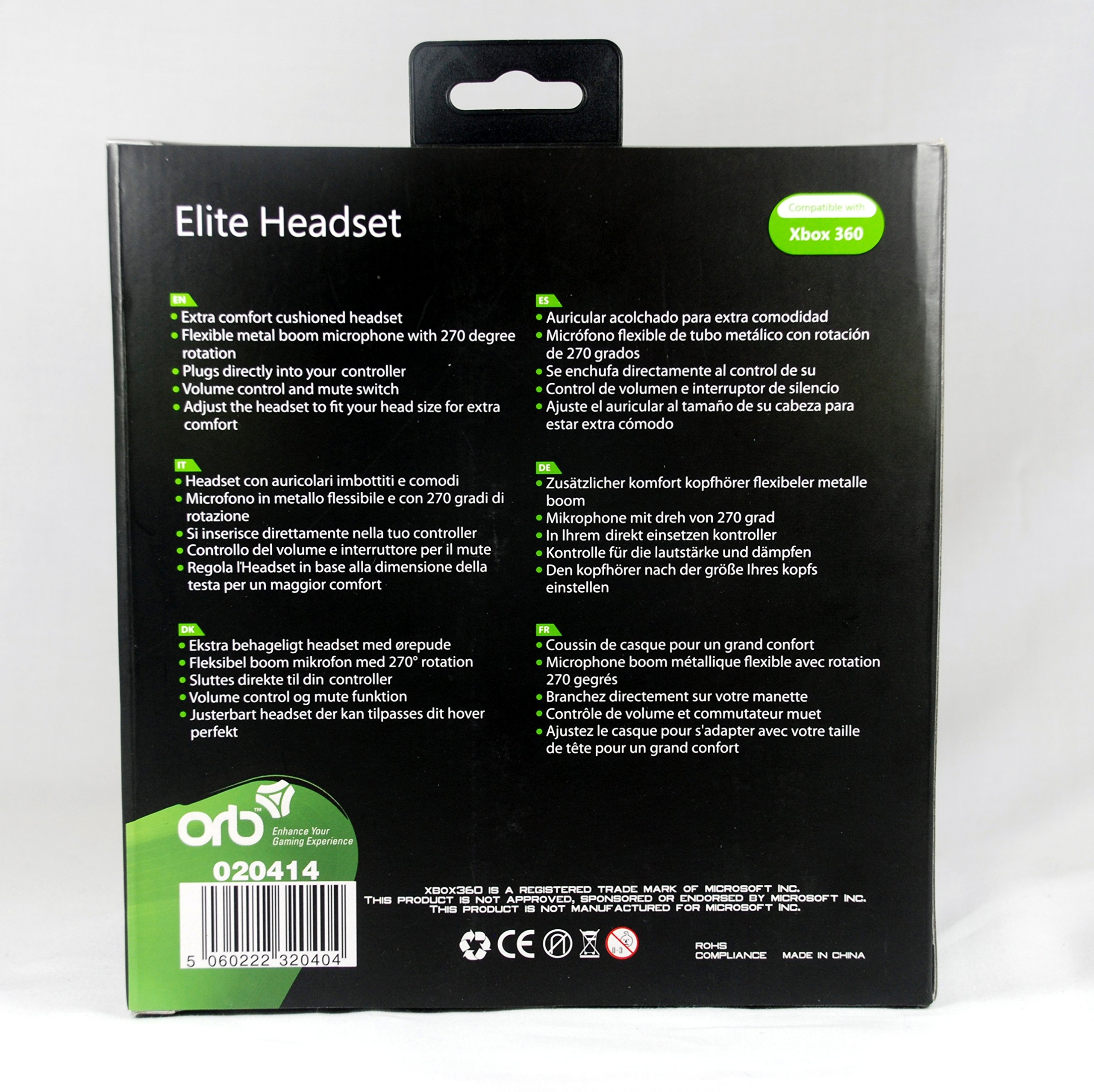 ORB Elite Gaming Headset for Xbox 360 - Black | Noise Cancelling Mic, Surround Sound | Perfect for FPS, Racing & Online Multiplayer Games
