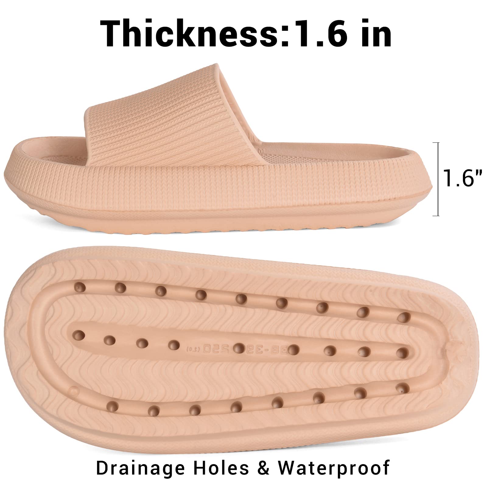 **VONMAY Cloud Slides for Men & Women - Quick Drying, Non-Slip Shower Sandals with Cushioned Thick Sole - Comfortable & Supportive House Slippers for Indoor, Outdoor, Pool & Beach Use**
