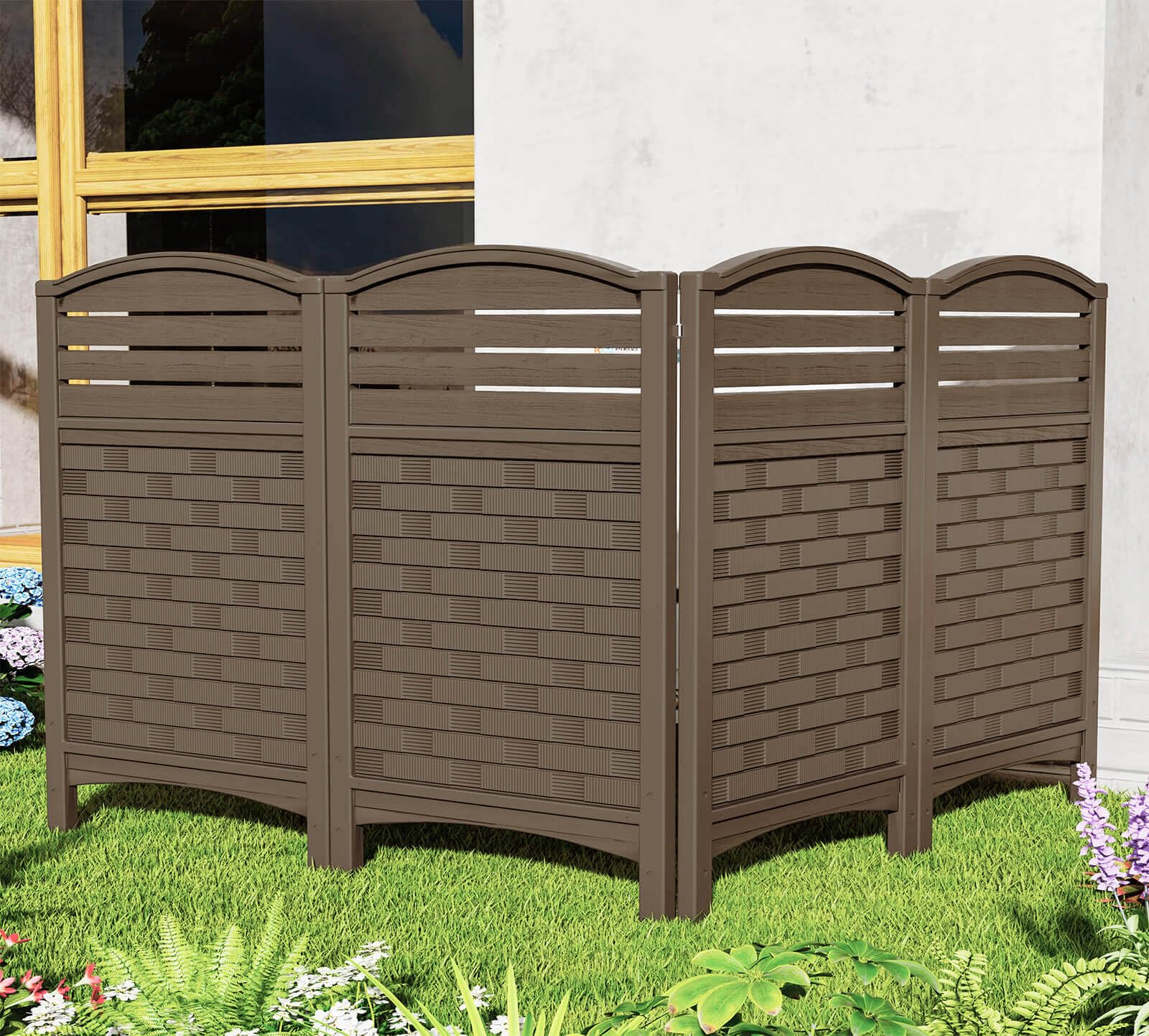 ADDOK 4-Panel Vinyl Privacy Fence Screen for AC Units & Outdoor Equipment - 45