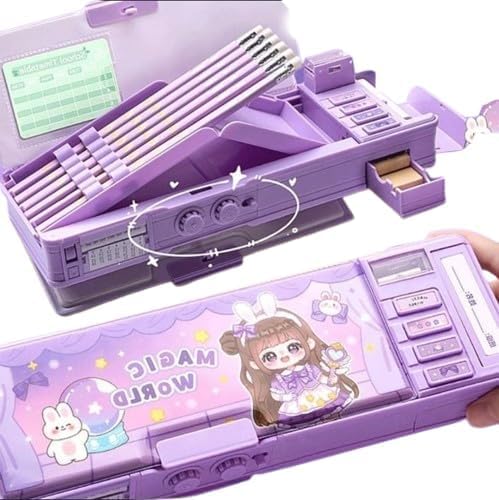 Onpalm Enterprise Multifunctional Kids Pencil Box with Magic Compass - Magnetic Locking Storage for School Supplies, Boys & Girls (Princess Theme, Password Protected) - Perfect for Classroom, Travel & Gift Giving