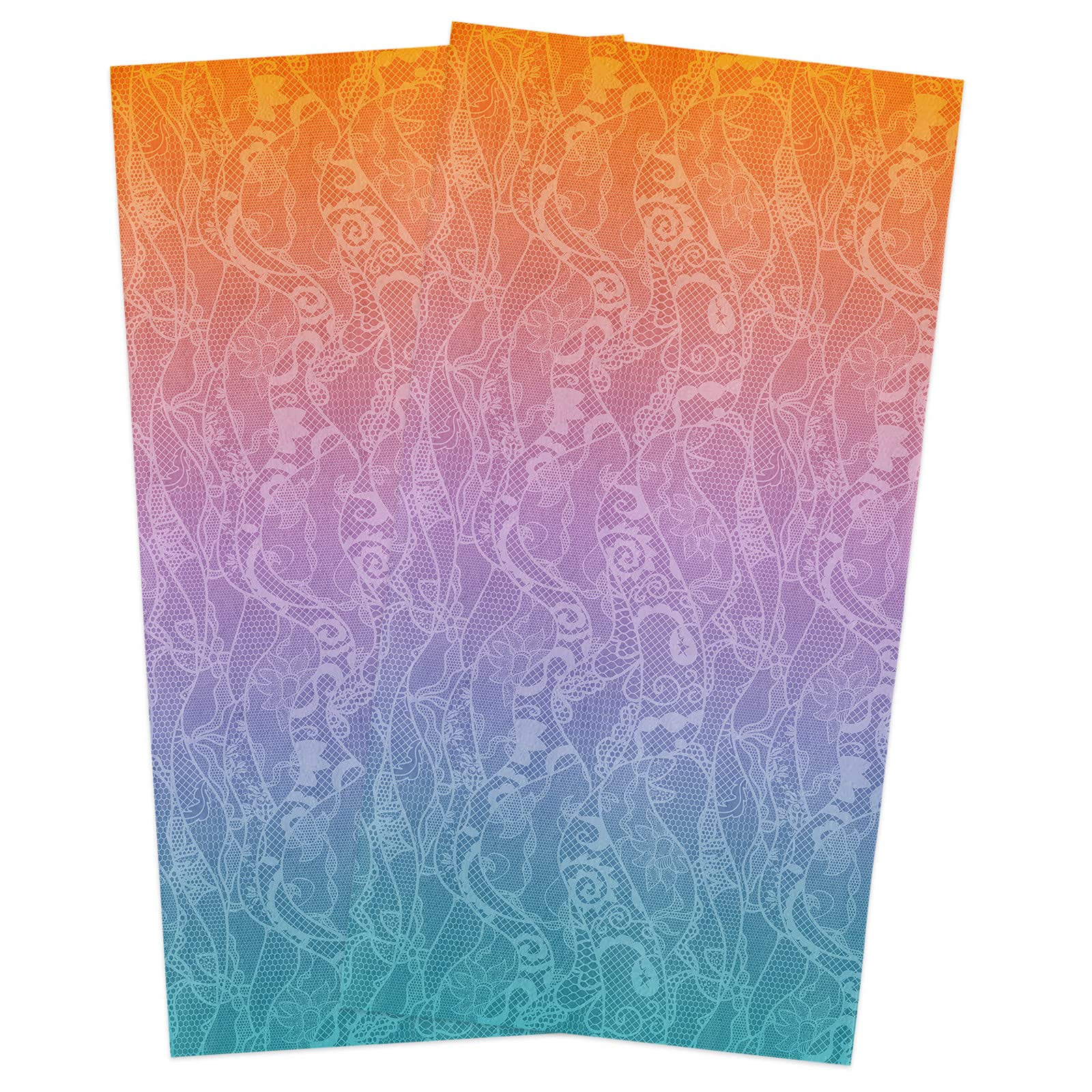 Romantic Ombre Pattern Blue Purple Orange Kitchen Dish Towels 2 Pack - Super Soft & Absorbent Cotton Drying Cloths for Kitchen, Bathroom | Perfect as Tea Towels, Bar Towels & Hand Towels (Great for Daily Use, Dish Drying & Home Decor)