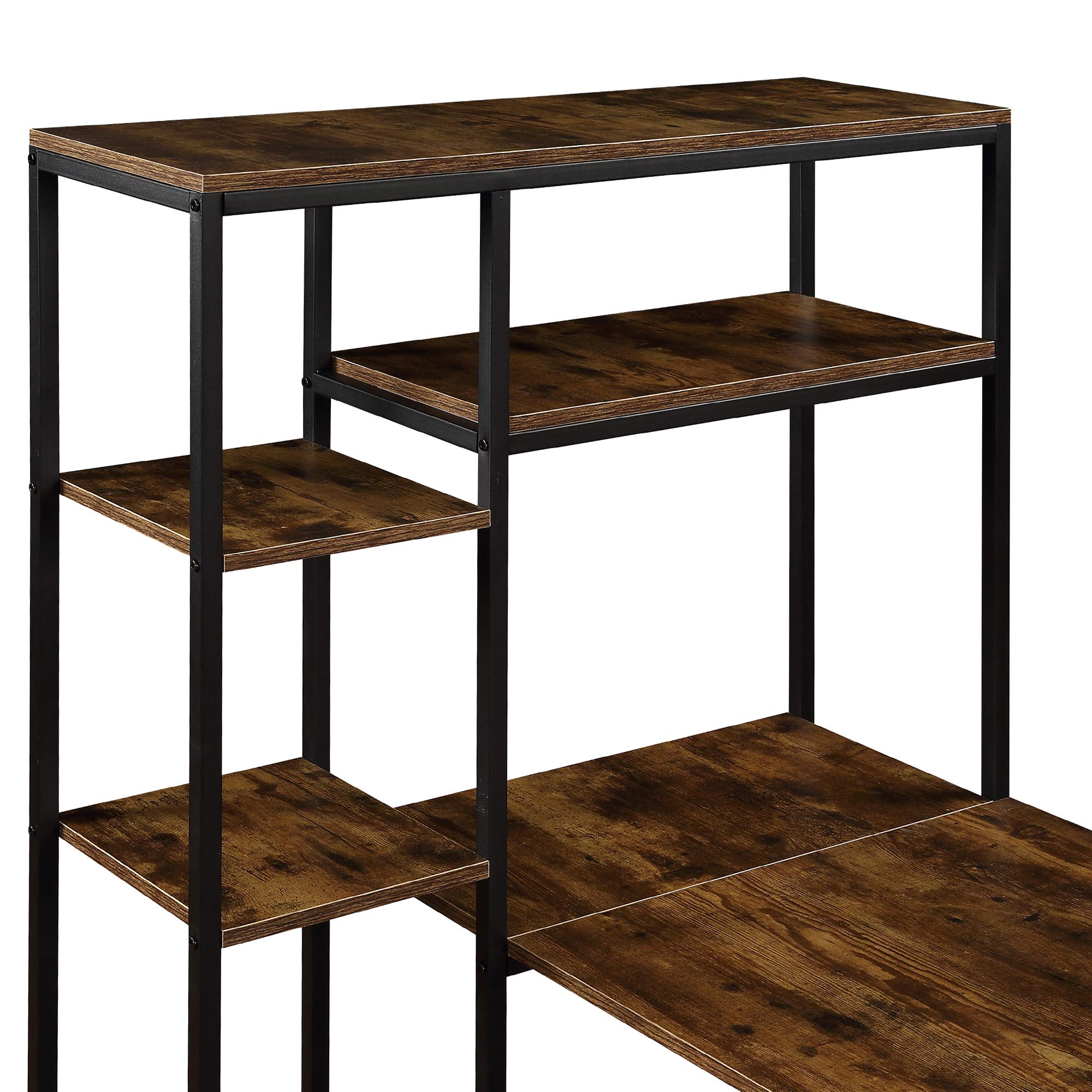Modern Large Writing Computer Desk with Multiple Storage Shelves - Home Office Desk with Host Stand, Brown | Perfect for Remote Work, Study & Gaming Setup