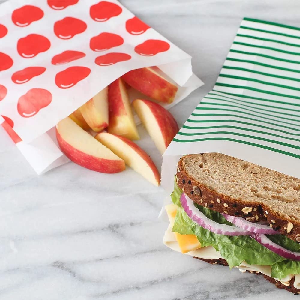 Eco-Friendly Lunchskins Paper Sandwich Bags - Sealable, Recyclable & Grease-Resistant Snack Bags for Kids & Adults - Self-Adhesive Closure Keeps Food Fresh - Perfect for School Lunches, Picnics, Office Meals & Home Use - BPA-Free Disposable Food Storage Solution