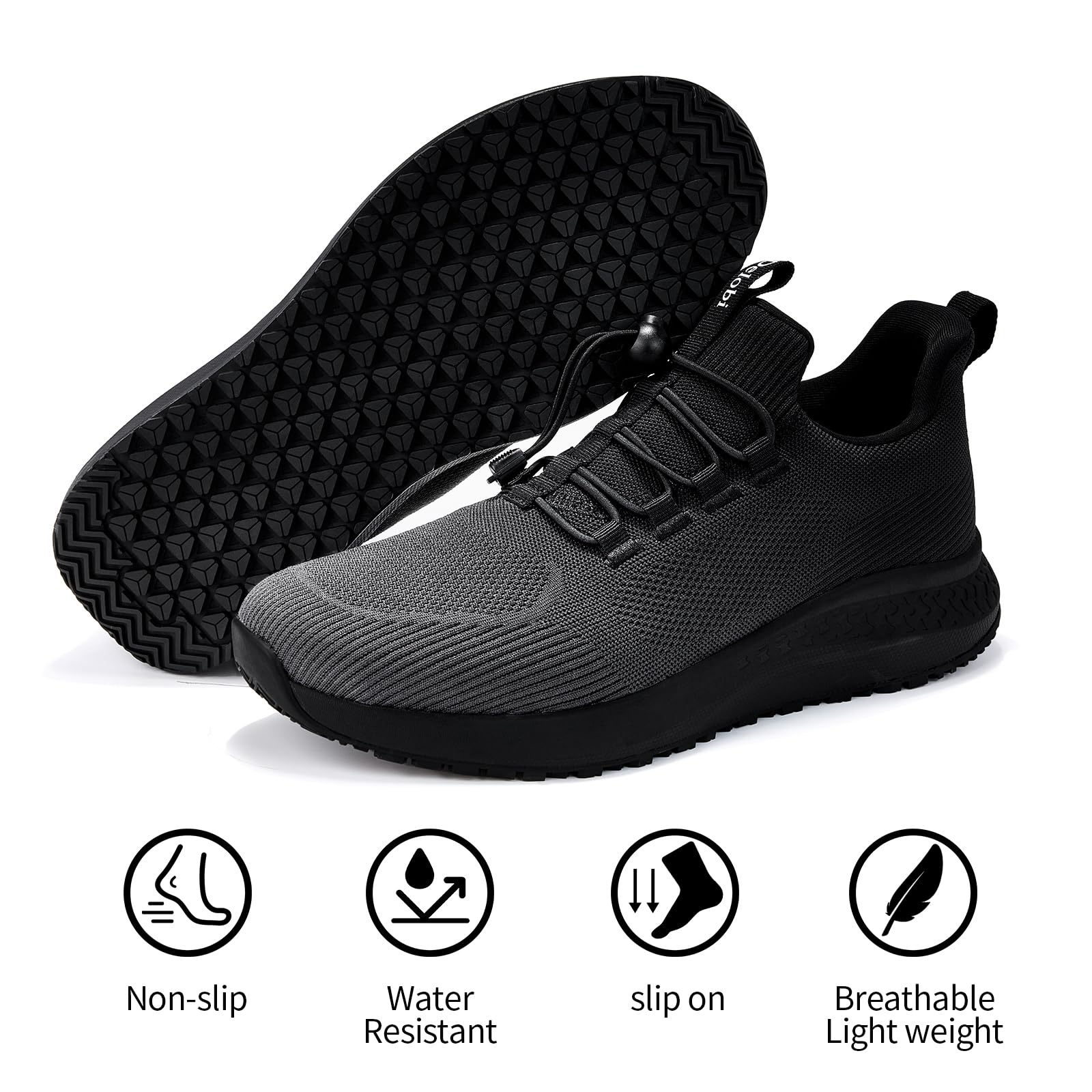 AEHAO Non-Slip Men's Work Shoes - Waterproof Slip-Resistant Sneakers for Restaurant & Kitchen Staff - Breathable Lightweight Shoes for Food Service Professionals - Ideal for Chefs, Waiters & Hospitality Workers
