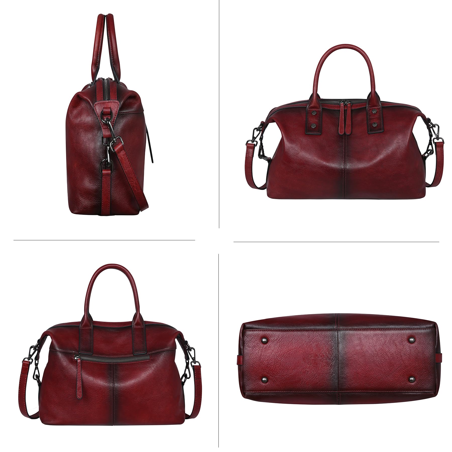 Genuine Leather Satchel Tote Bag for Women - Top Handle Designer Shoulder Bag with Large Capacity, Crossbody Purse for Work, Travel & Everyday Use