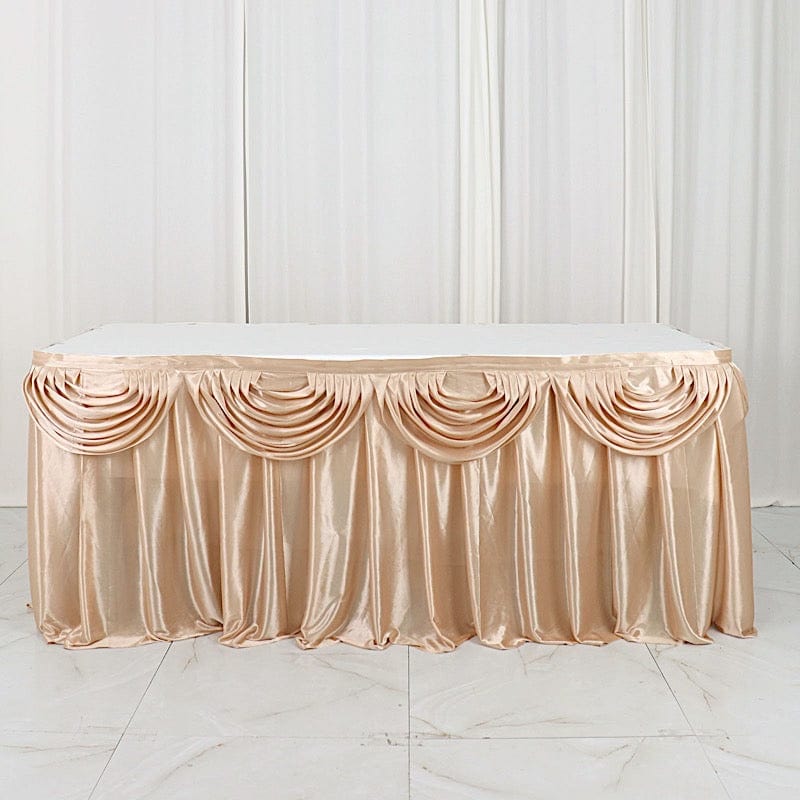 Elegant Satin Table Skirt - Classic Drape Tablecloth for Wedding, Banquet & Party Decor - Perfect for Formal Events & Home Decorations