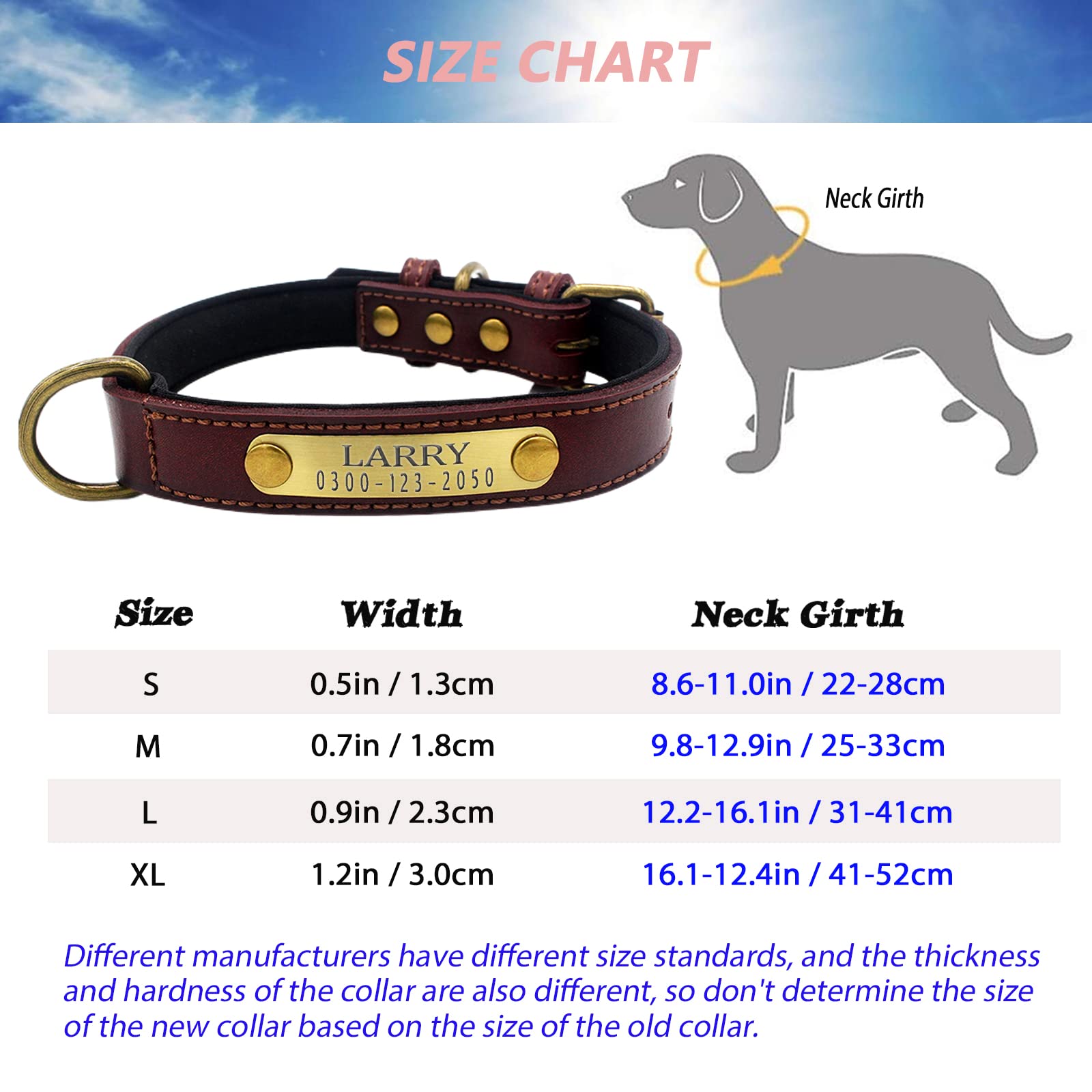 Personalized Engraved Leather Dog Collar and Leash Set - Soft Padded Adjustable Brown Puppy Collar with Name Plate for Small Medium Large Dogs - Perfect for Daily Walks, Training, and Gifts for Pet Lovers