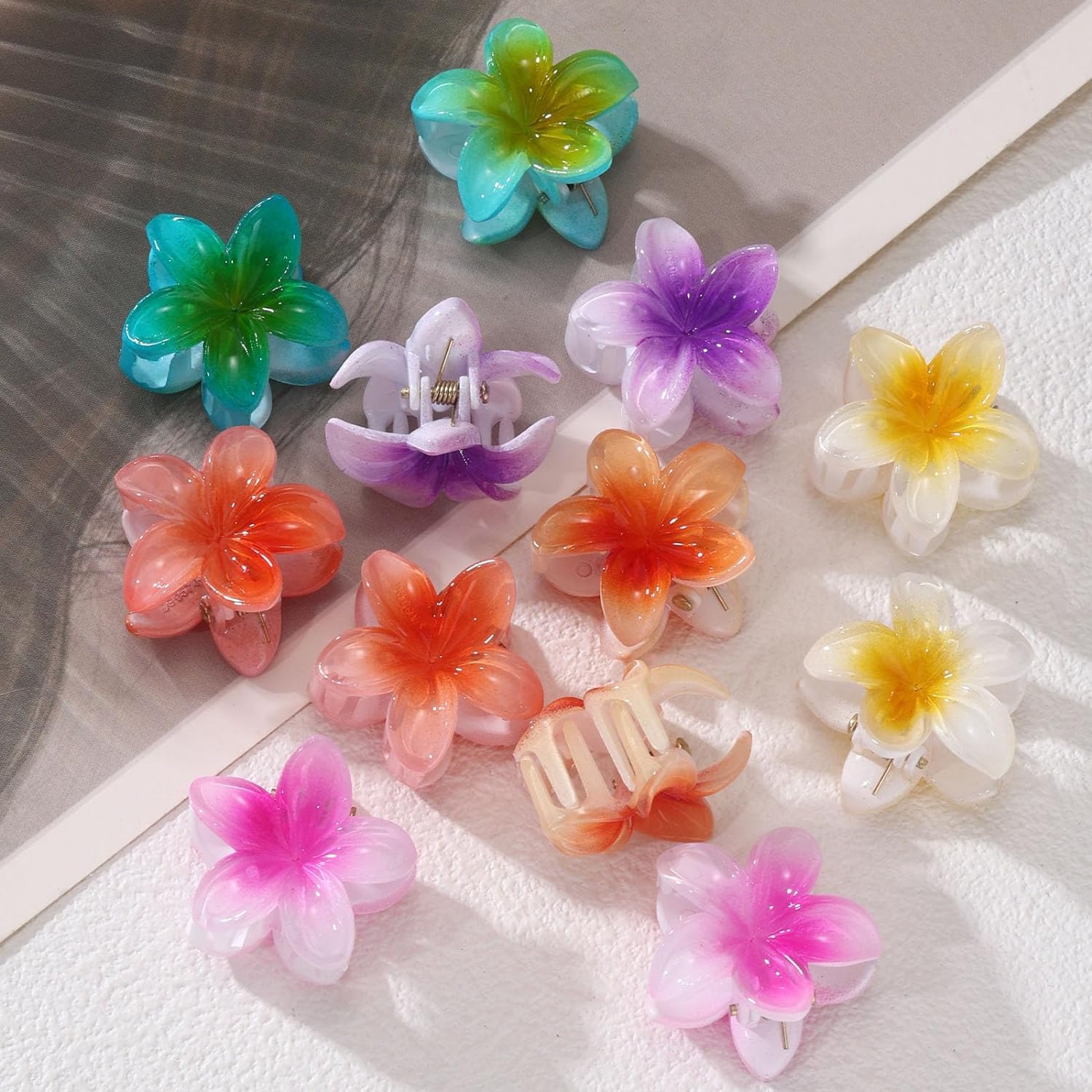 12Pcs Small Flower Hair Claw Clips for Women & Girls - Cute Hair Accessories Set for Teens, Kids - Multicolor Hair Styling Clips for Everyday, School, Party & Special Occasions