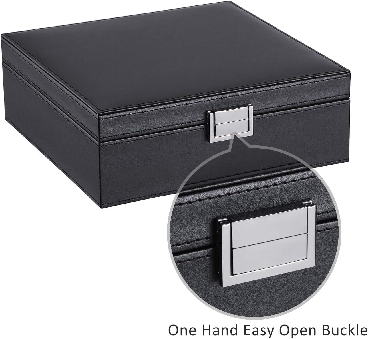 BEWISHOME Jewelry Organizer Box for Necklaces, Bracelets & Chains - 12 Compartments (7 Regular + 5 Large), 6 Hooks, 2-Layer Storage - Perfect Jewelry Box for Women & Girls - Black SSH31B | Great for Travel, Bedroom Vanity & Gift Giving