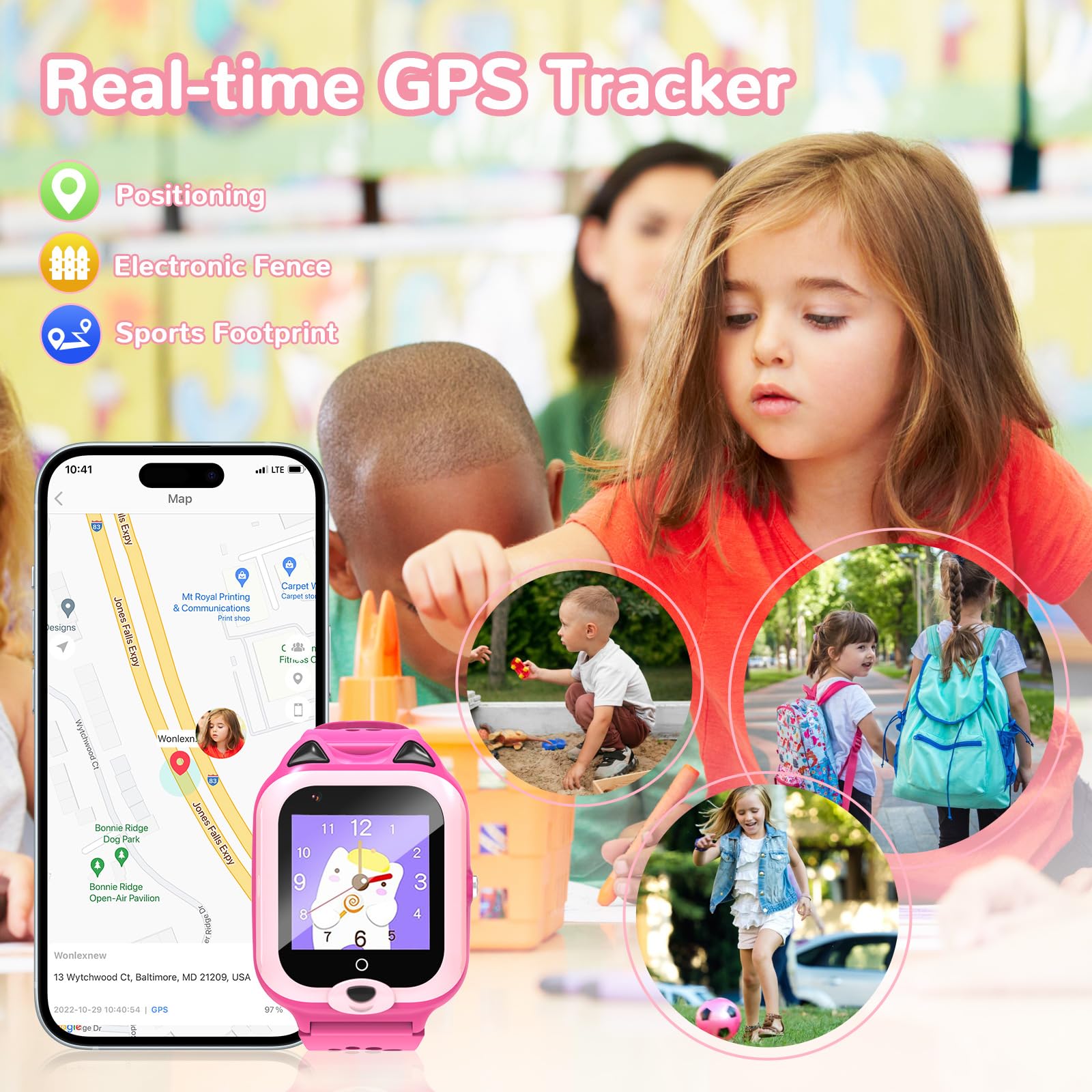 4G Kids Smart Watch for Boys & Girls - Unlocked SIM Card, GPS Tracker, Video Calling, SOS Alarm, 7 Puzzle Games, Waterproof Wrist Phone Watch with Silicone Lanyard - Perfect for School, Outdoor Play & Family Safety