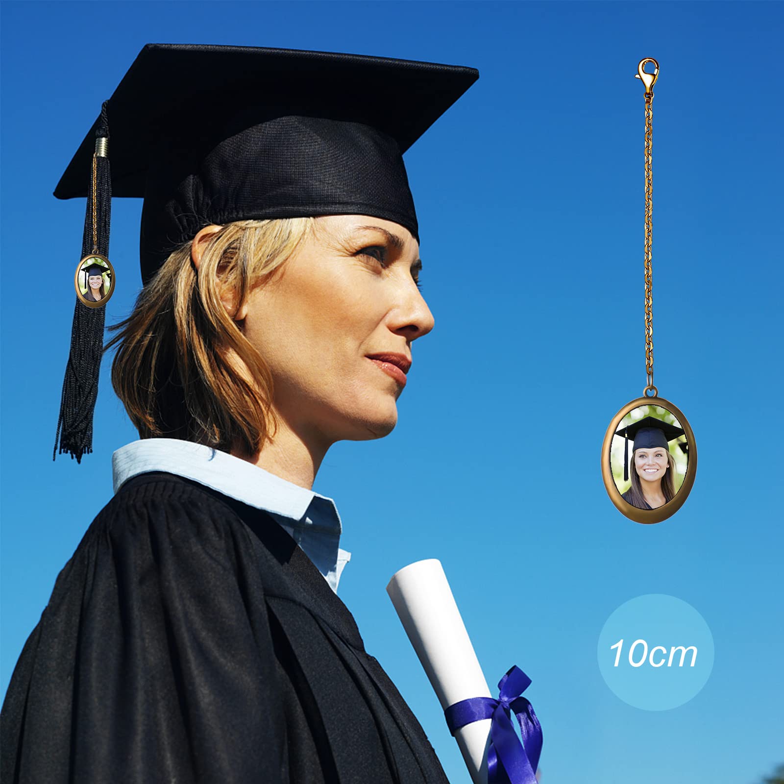 Personalized Graduation Cap Photo Charm - Custom Memorial Decor for College Graduation - Unique Gift for Him & Her - Perfect for Graduation Ceremonies, Parties & Keepsakes (Style 1)