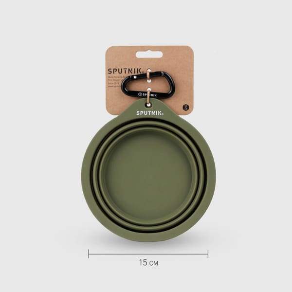 Foldable Sputnik Collapsible Green Pet Bowl - Portable Travel Dog & Cat Food Dish for Hiking, Camping, and Outdoor Adventures