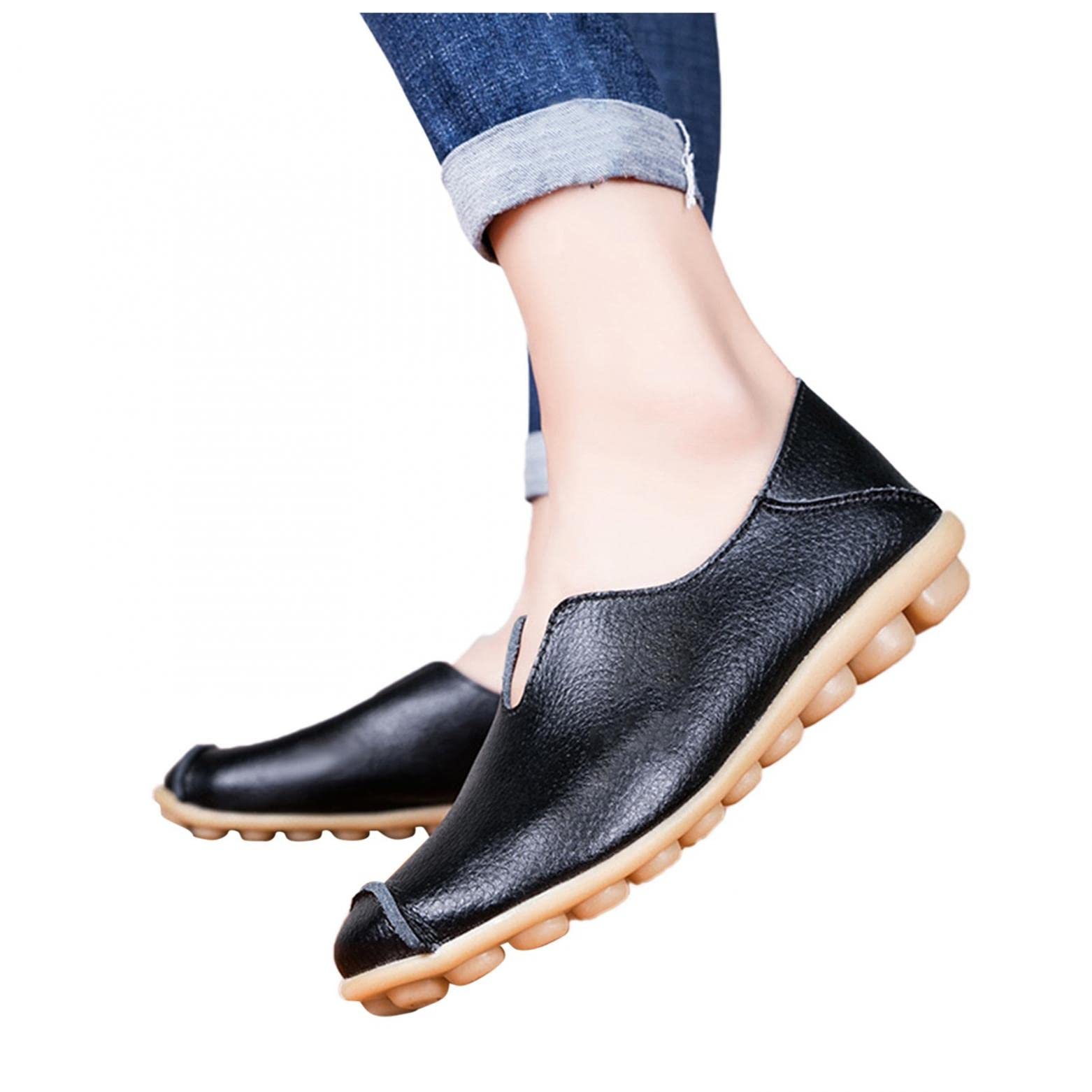 **Women's Slip-On Leather Loafers - Comfortable Walking Flat Shoes for Women & Girls | Non-Slip Athletic Casual Shoes for Tennis, Riding & Outdoor Sports**    **Use Scenarios:** Perfect for daily wear, office, travel, shopping, gym workouts, and outdoor activities like hiking or cycling.