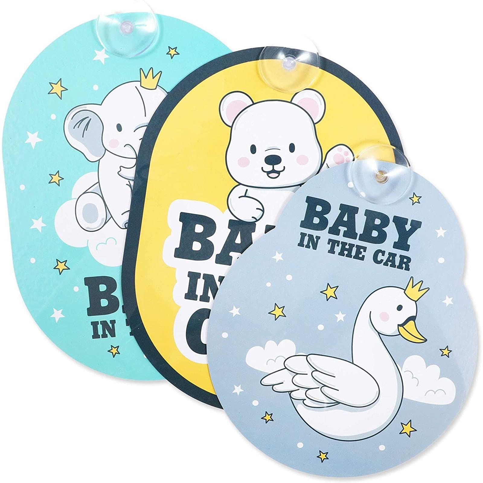 Zodaca Car Window Decals for Baby on Board - 3 Pack Waterproof Vinyl Stickers for Safe Driving & Family Travel