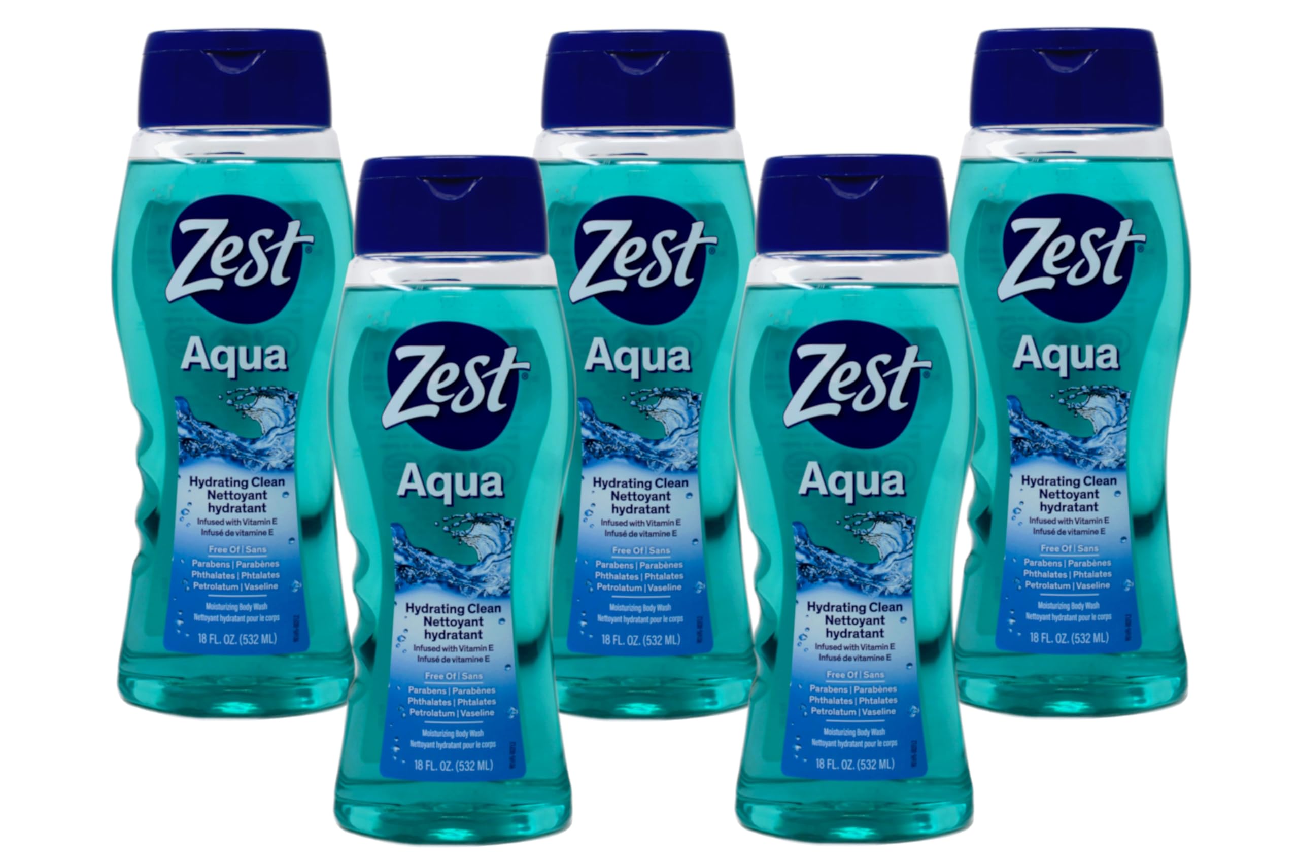 Zest Aqua Fresh Body Wash - 18 oz (Pack of 5) | Refreshing Shower Gel for Men & Women | Perfect for Gym, Travel & Daily Use