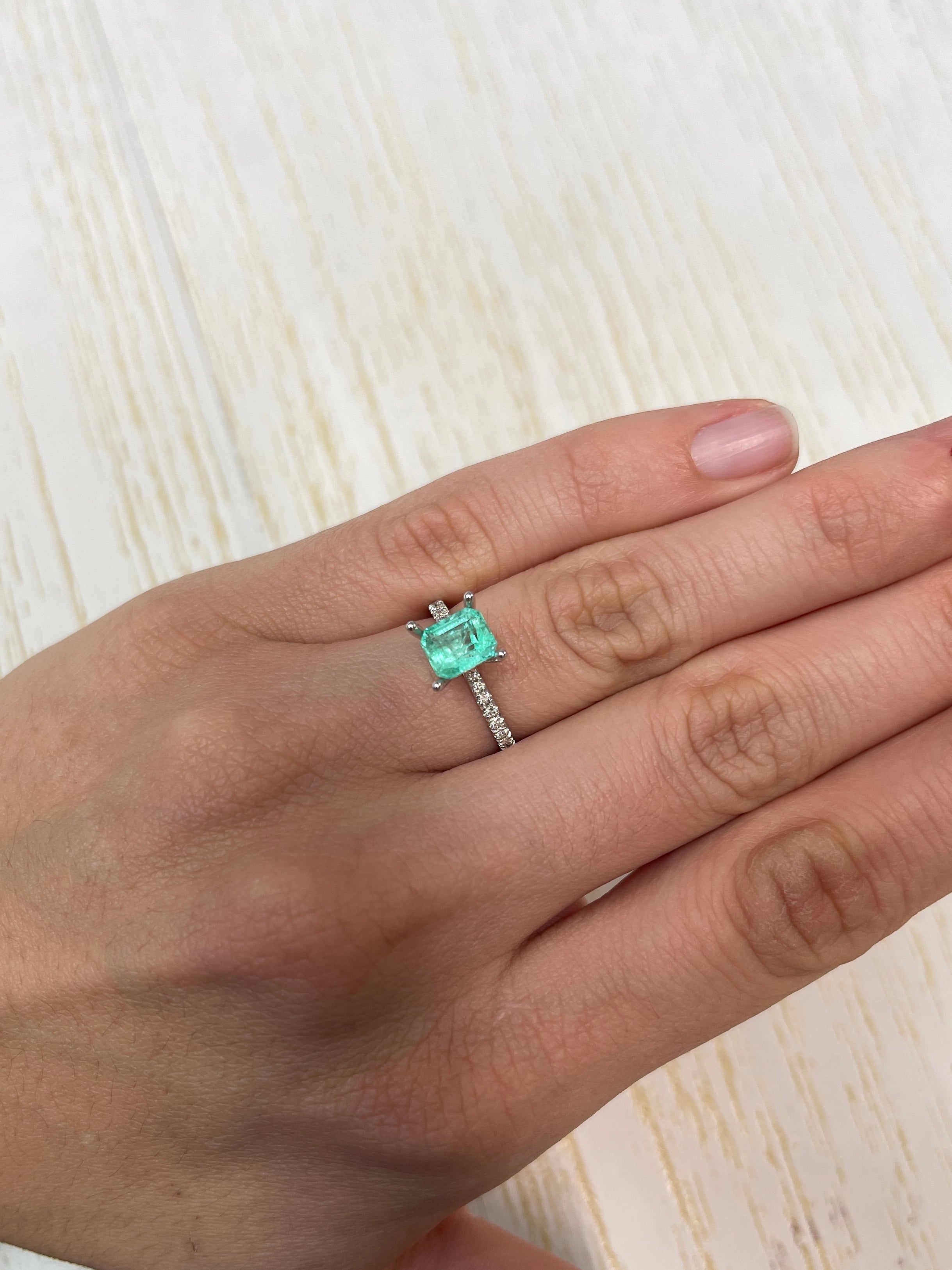 1.59 Carat 7x6mm Pastel Green Natural Loose Colombian Emerald Gemstone - Emerald Cut for Jewelry Making, Engagement Rings & Collector's Pieces
