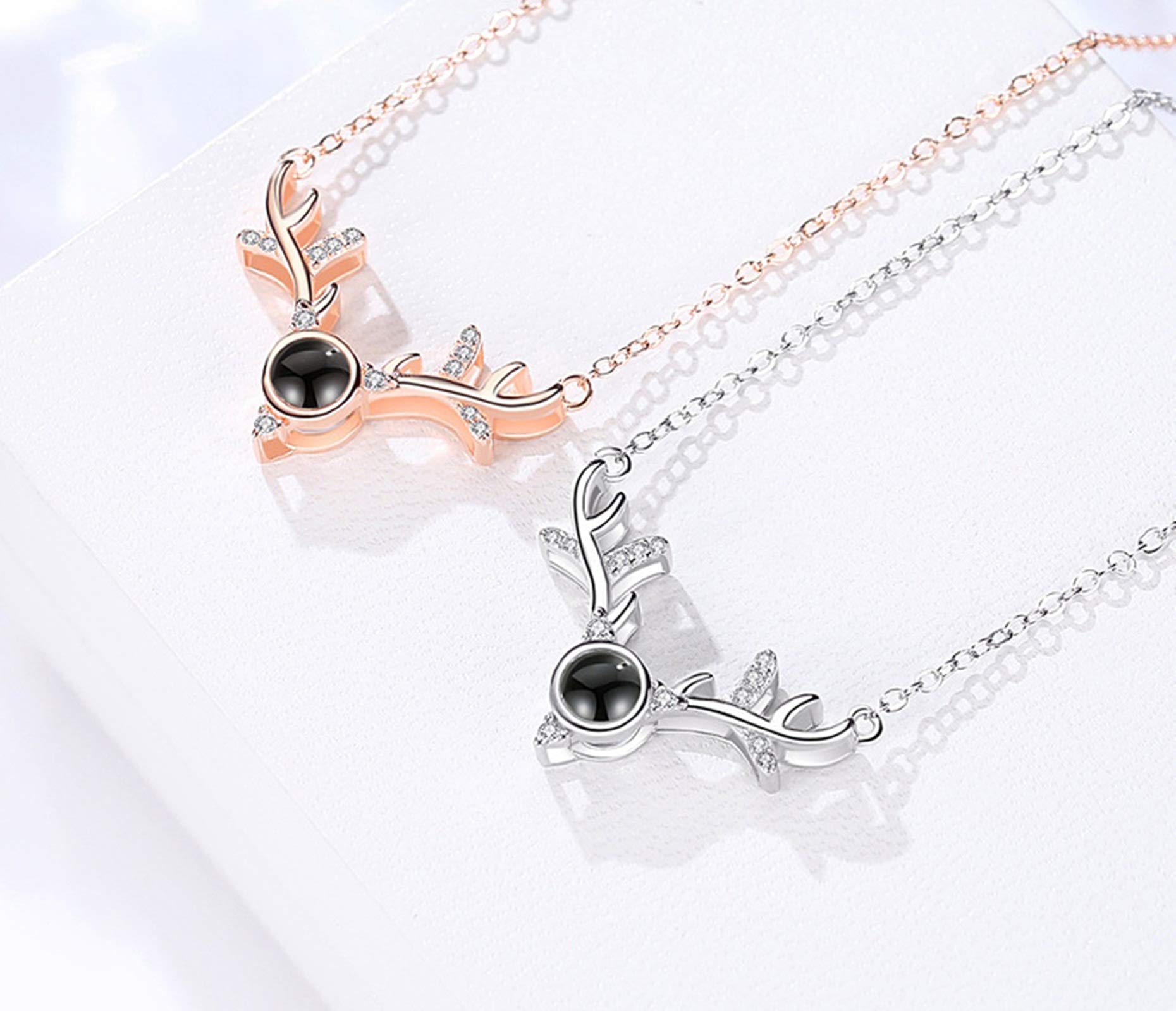 I Love You Necklace in 100 Languages - Sterling Silver Antler Pendant, Romantic Birthday Gift for Her | Perfect for Anniversaries, Valentine's Day & Special Occasions