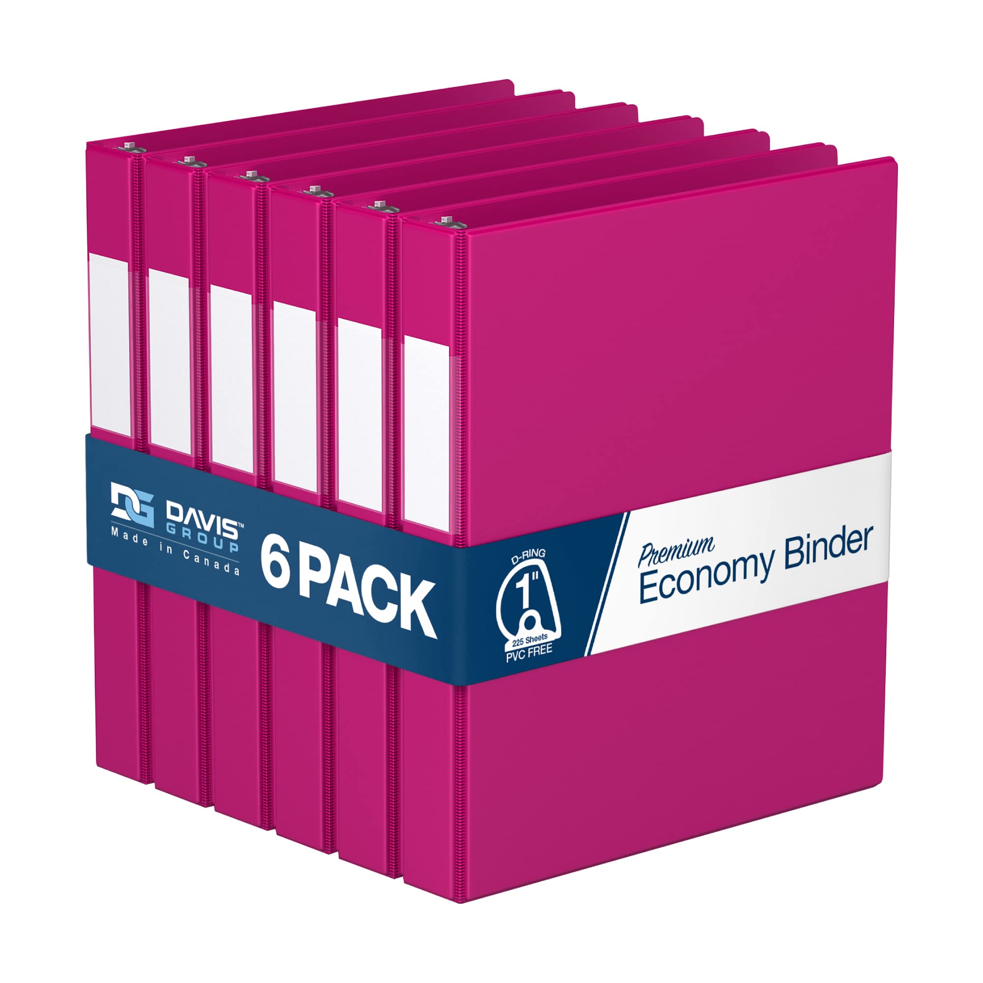 Premium 1-Inch 3-Ring Binder with D-Ring - 6-Pack Colorful Notebook Binders for School, Office & Home Organization - Ideal for Students, Teachers & Professionals (Pink)