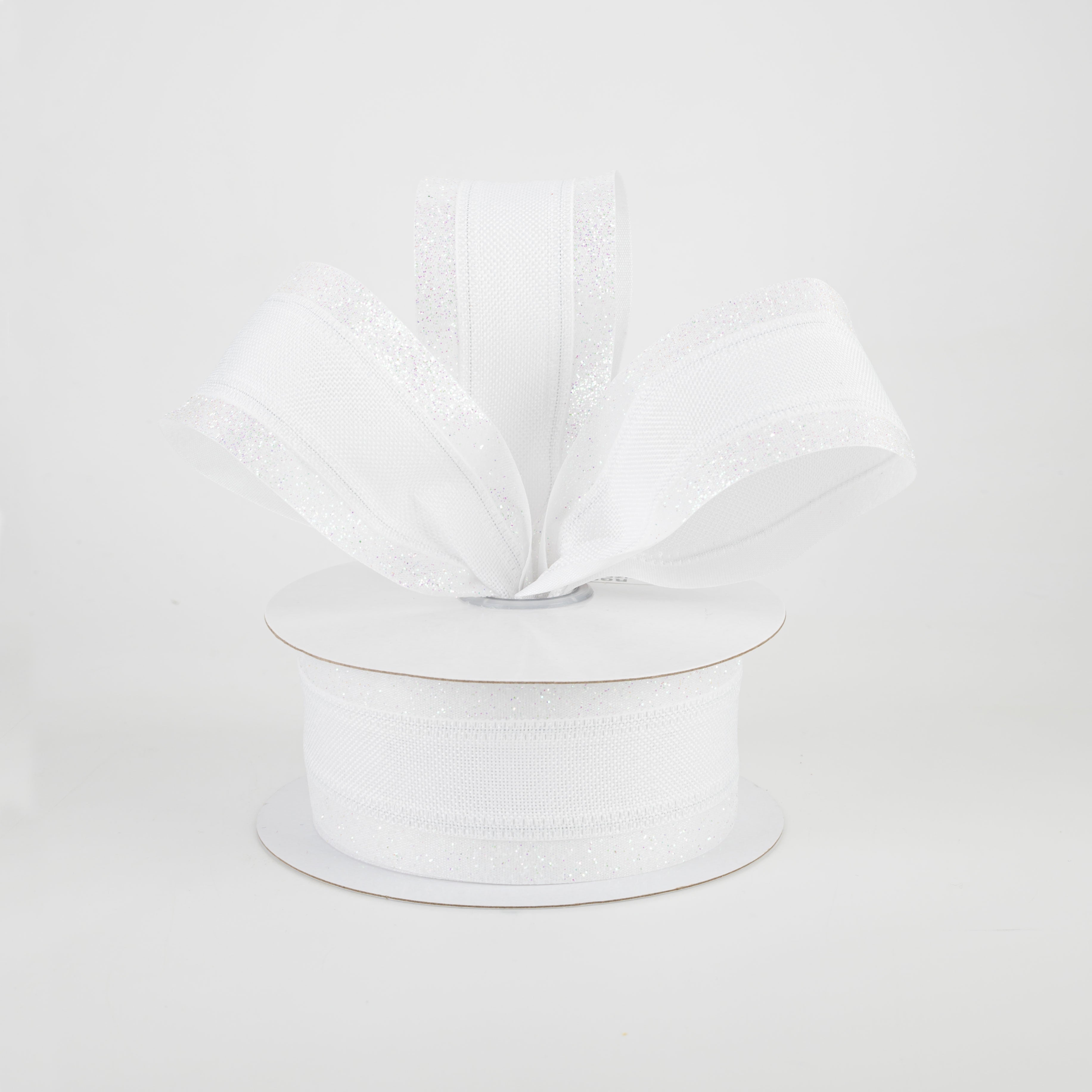 1.5 Inch White Glitter Satin Ribbon - 10 Yards Bulk Roll for Gift Wrapping, DIY Crafts, Wedding Decorations & Party Favors