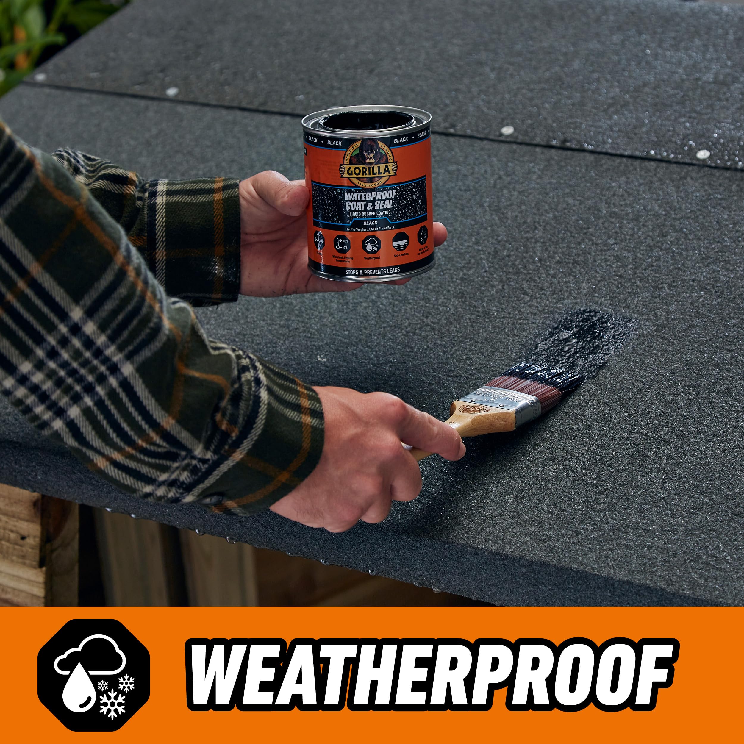 Gorilla Waterproof Coat & Seal - Heavy Duty Waterproofing Adhesive for Roofs, Gutters, and Outdoor Repairs | Ideal for Home, RV, and Marine Use