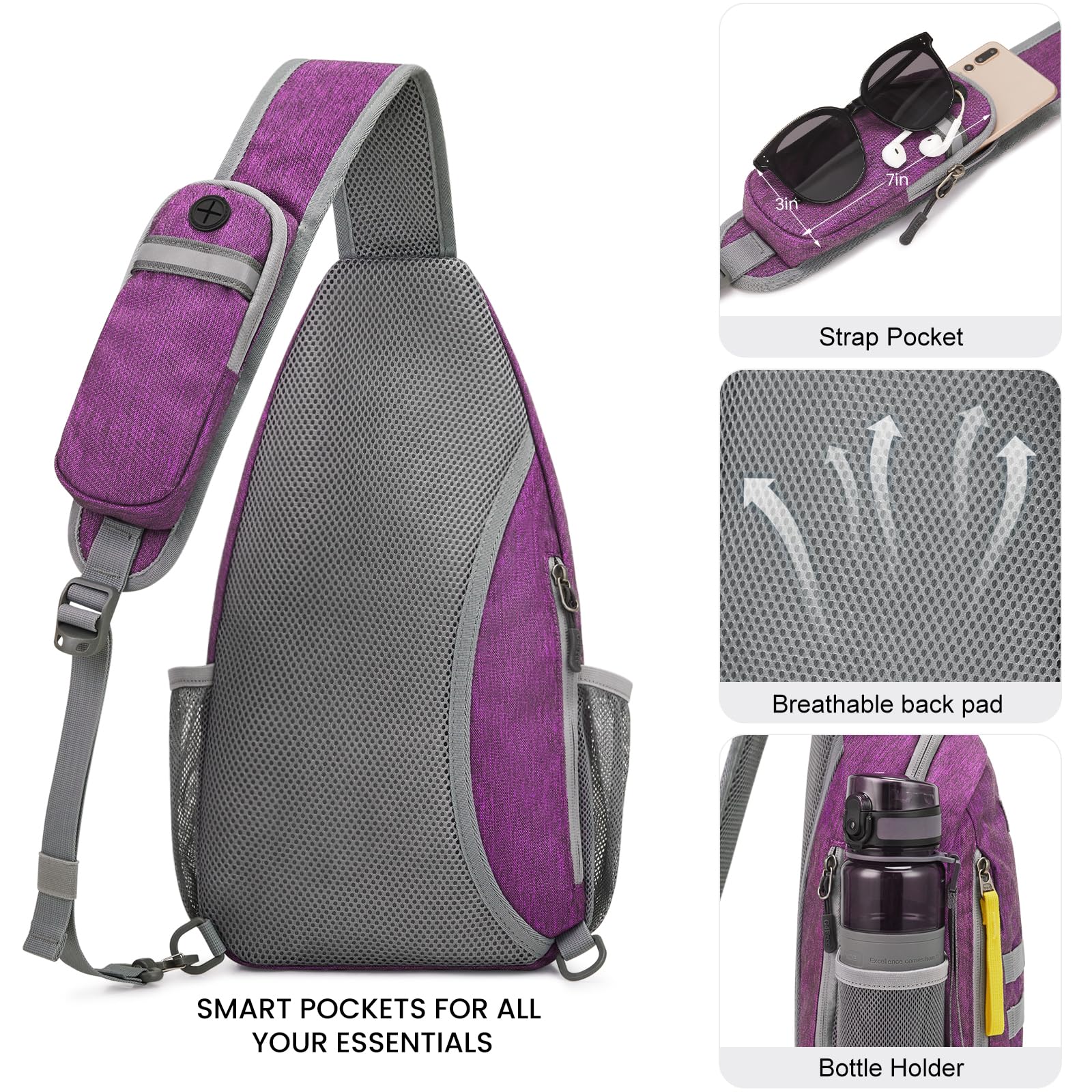 G4Free RFID Blocking Sling Bag - Anti-Theft Crossbody Backpack for Travel, Hiking & Outdoor Sports - Lightweight Chest Bag for Men & Women - Perfect for Commuting, Gym & Daily Use