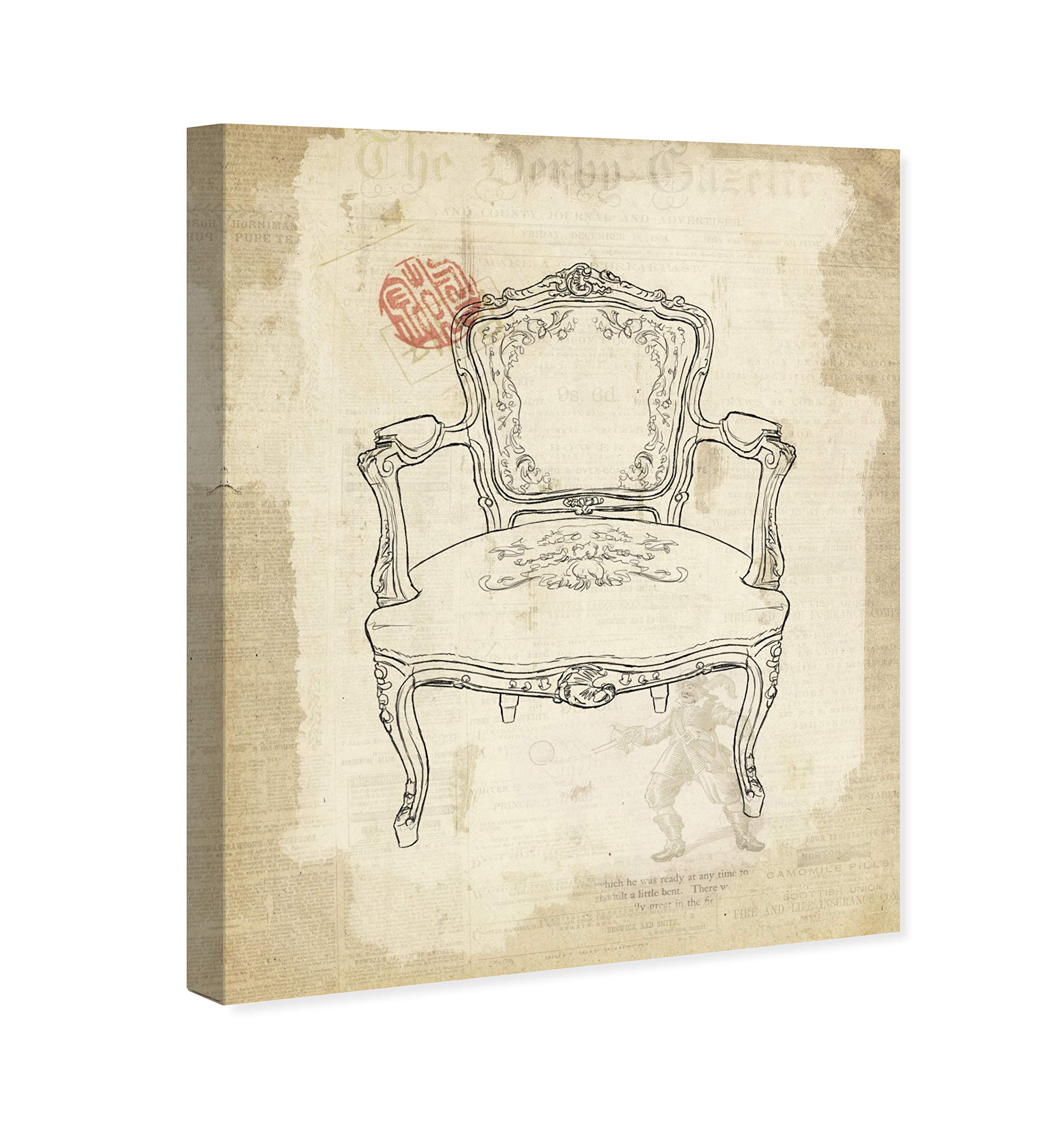 Oliver Gal Artist Co. Victorian Chair II Canvas Wall Art Print - 13x16 Inch White & Black Home Decor - Perfect for Living Room, Bedroom & Office Wall Decoration