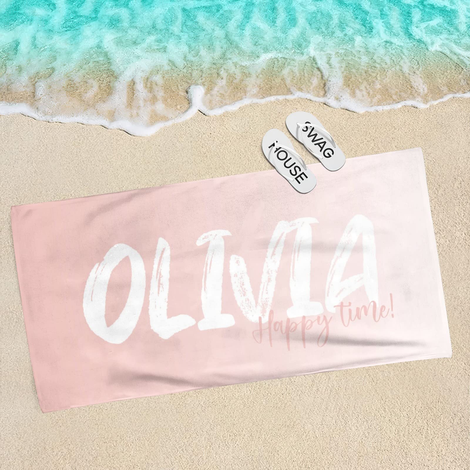 Custom Personalized Beach Towel with Name - Soft Bath & Pool Towel for Women, Men, Kids, Boys & Girls | Perfect Summer Gift for Vacation, Swimming, Beach Trips & Outdoor Activities