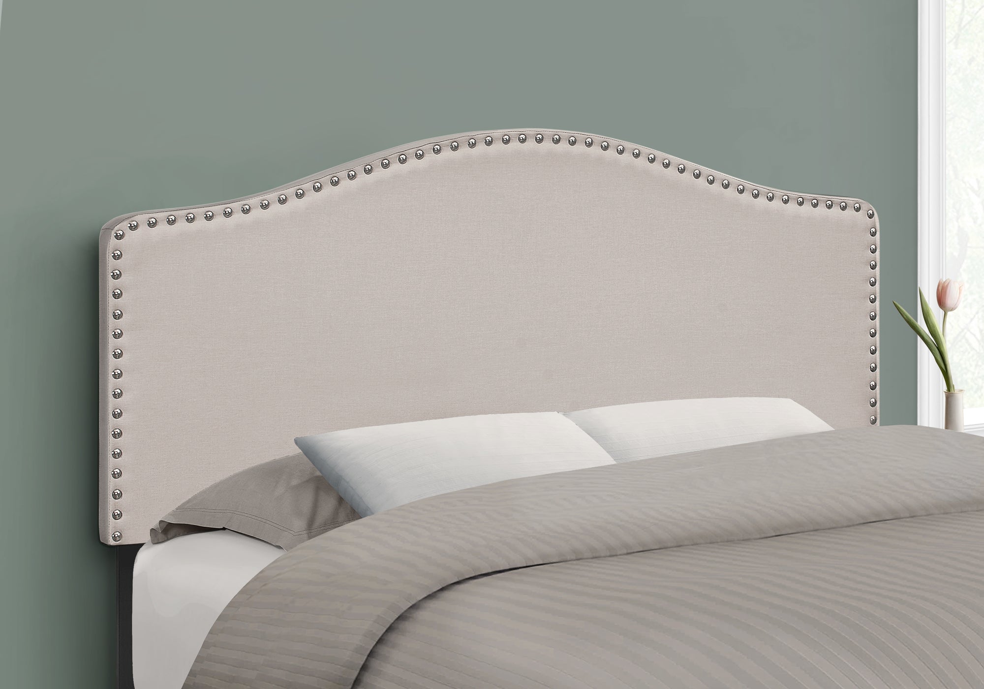 Full Size Beige Linen Headboard - Upholstered Bed Frame Headboard Only for Bedroom Decor, Modern Farmhouse Style, Guest Room & Master Suite Upgrade