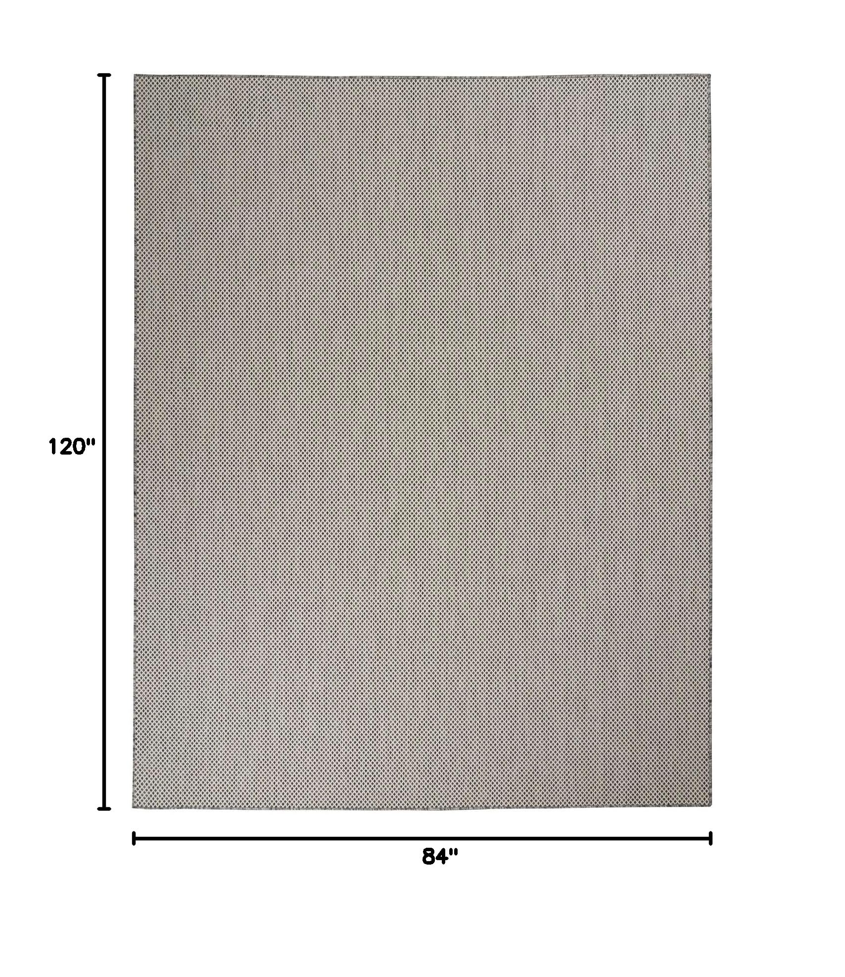 Nourison Courtyard 7' x 10' Indoor/Outdoor Area Rug - Ivory & Charcoal Geometric Design, Non-Shedding & Easy Clean - Perfect for Bedroom, Living Room, Dining Room, Deck, Patio & Backyard (7x10)