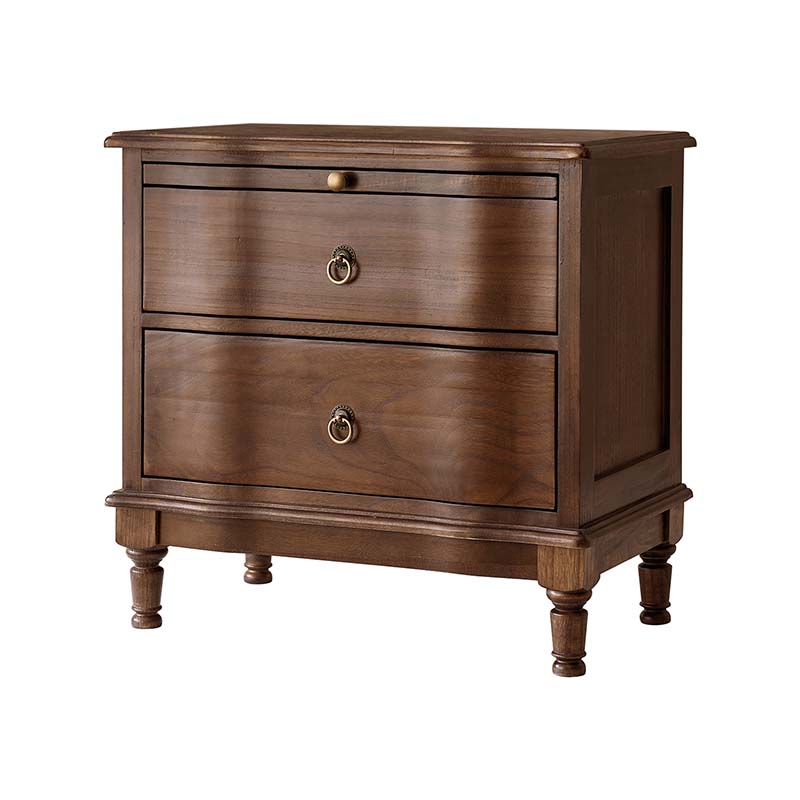 Solid Wood 2 Drawer Nightstand with USB Charging Ports, Pull-Out Shelf & Optional Styles - Modern Bedside Table for Bedroom, Guest Room & Small Spaces