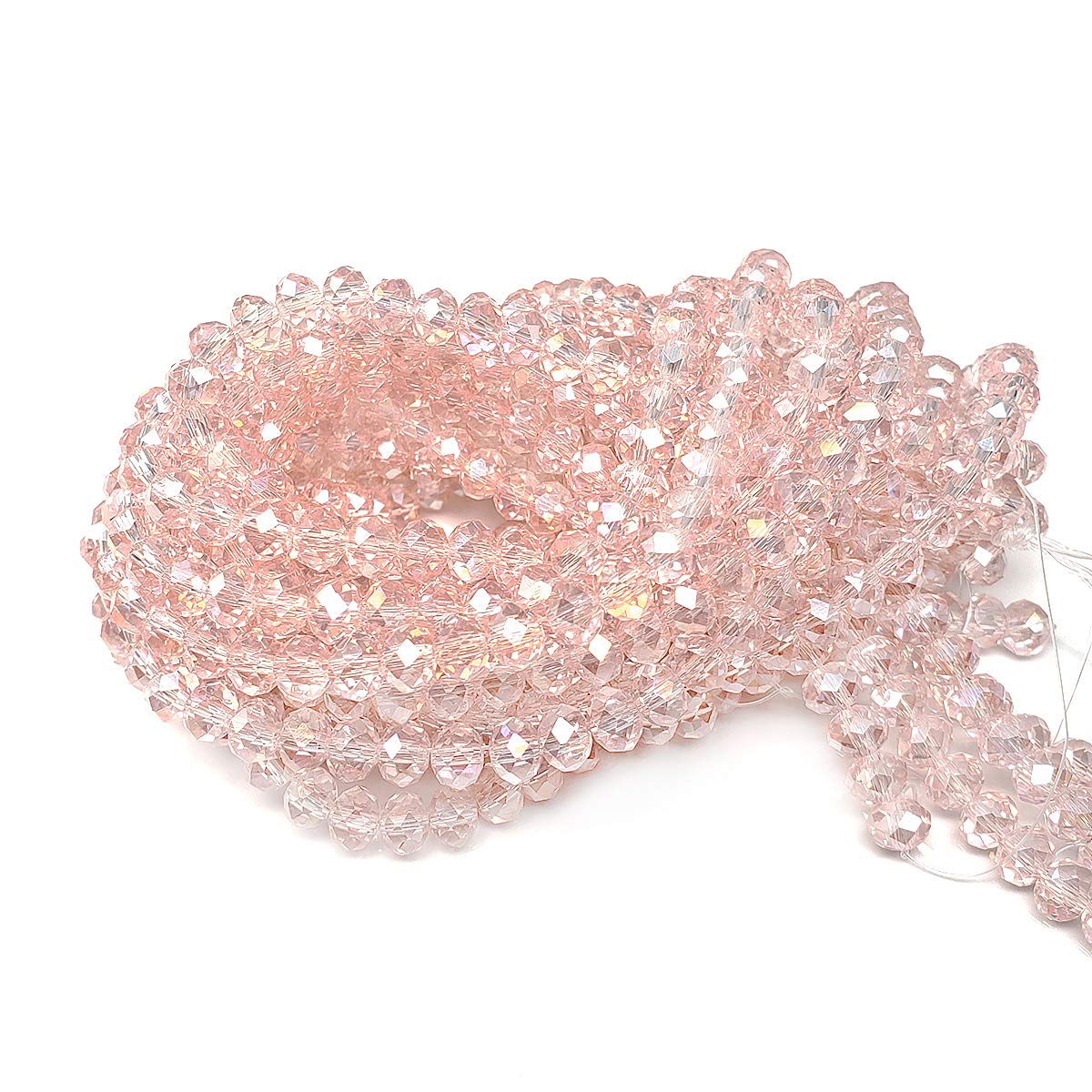 6mm Pink Rondelle Glass Beads for Jewelry Making - 720pcs Faceted Briolette Crystal Spacer Beads Assortment Kit - DIY Bracelet, Necklace Supplies - Perfect for Wholesale, Crafts & Gift Making (Ideal for Wedding, Party Favors & Boho Jewelry Designs)