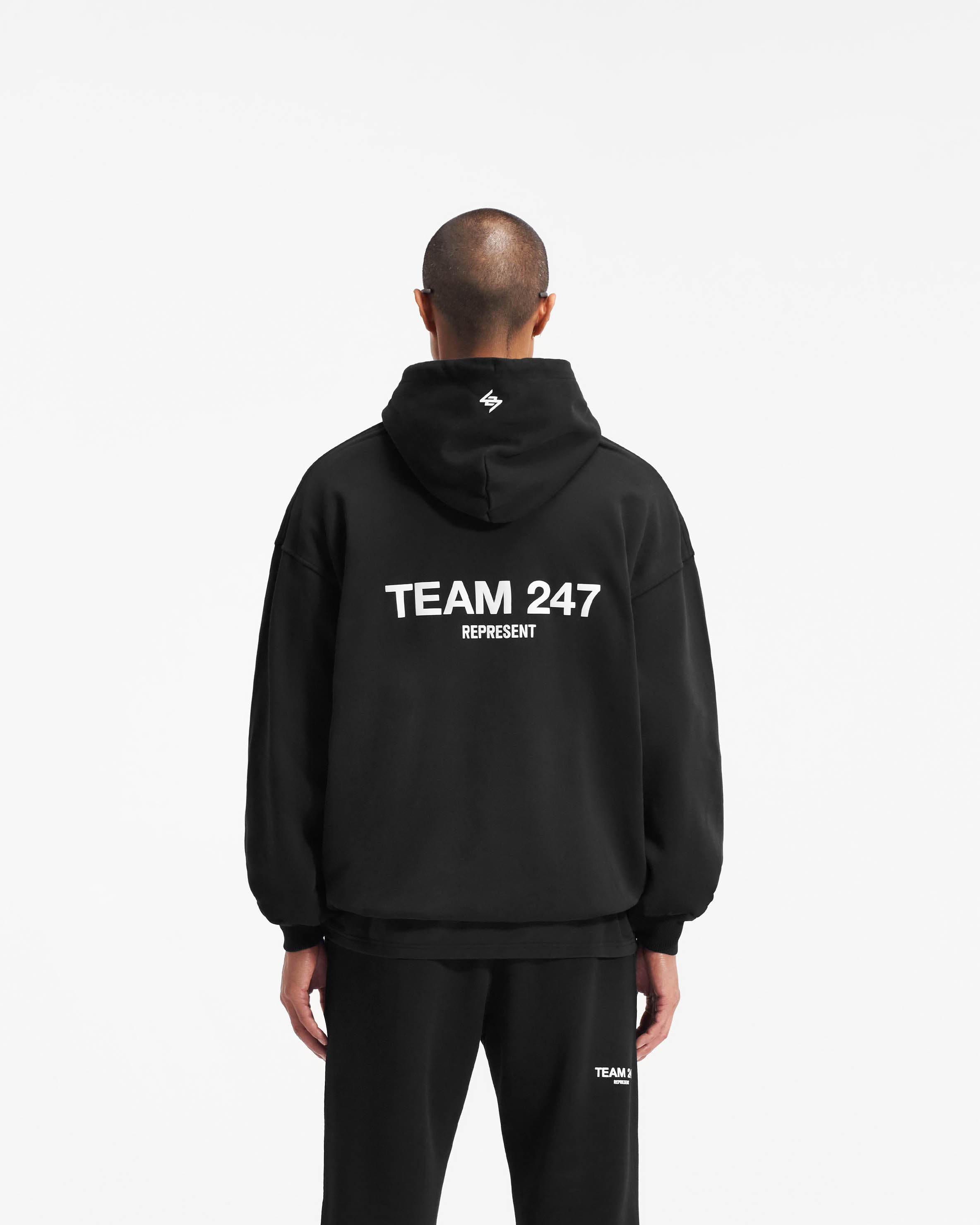 Team 247 Oversized Hoodie for Men & Women - Black - Soft Fleece Pullover Sweatshirt for Casual Wear, Streetwear & Loungewear