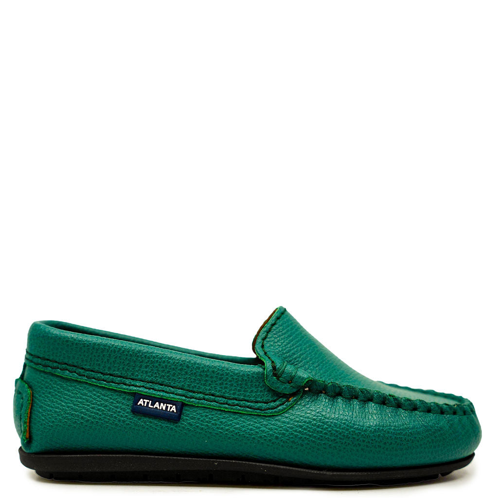 Atlanta Mocassin Green Pebbled Loafer Shoes - Comfortable Slip-On Men's Casual Footwear for Office & Travel
