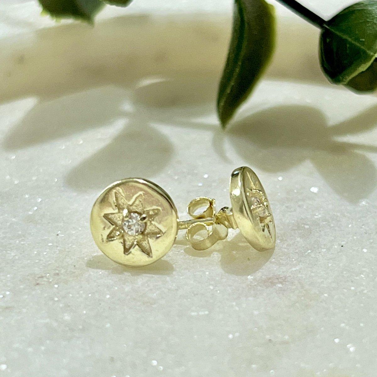 Laihas Prestige 'Shoot For The Stars' Gold Stud Earrings with Genuine Topaz Gemstone - Perfect for Evening Parties, Weddings & Special Occasions