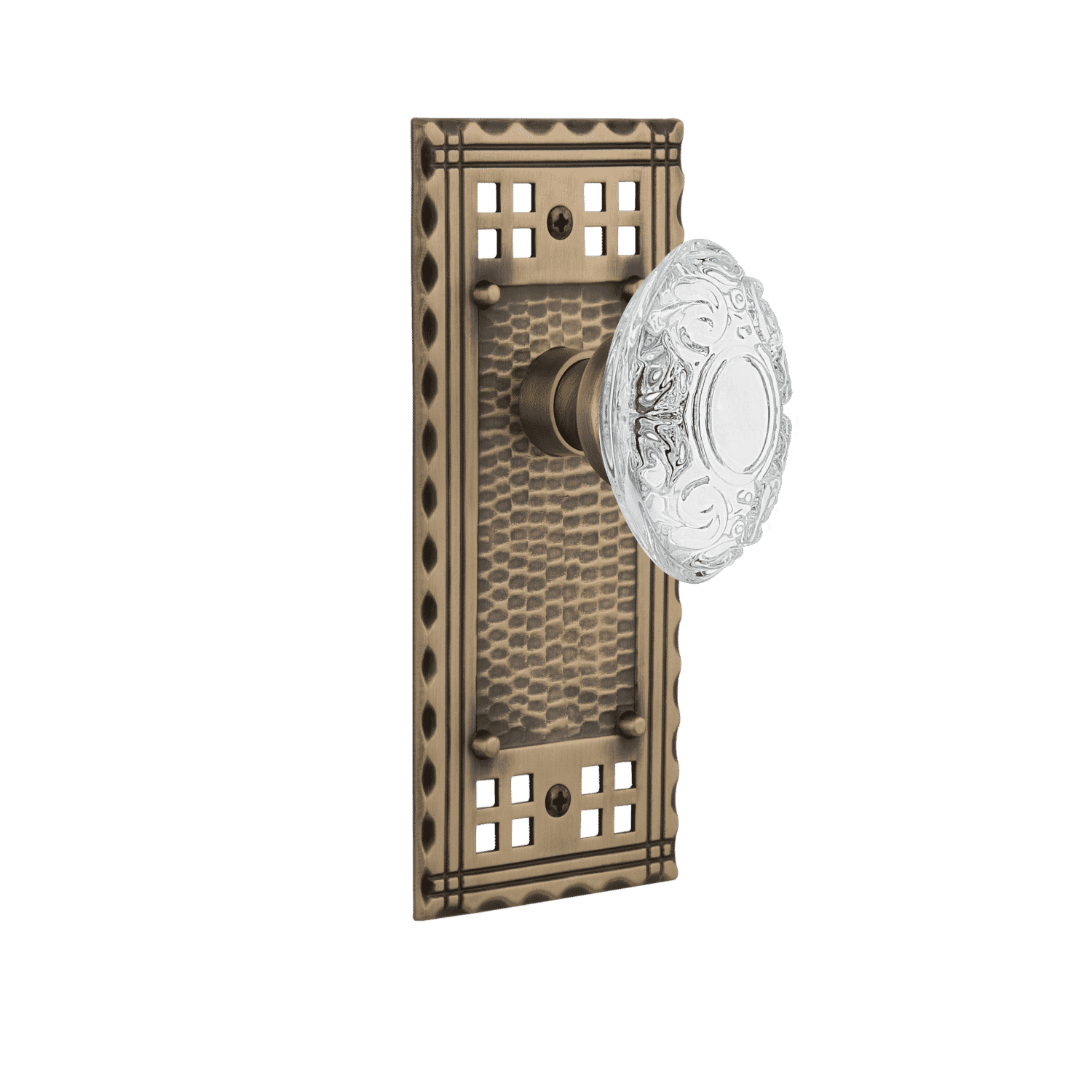 Antique Brass Victorian Crystal Cabinet Knob - Elegant Vintage Drawer Pull for Kitchen, Bathroom & Furniture - Craftsman Long Plate Hardware