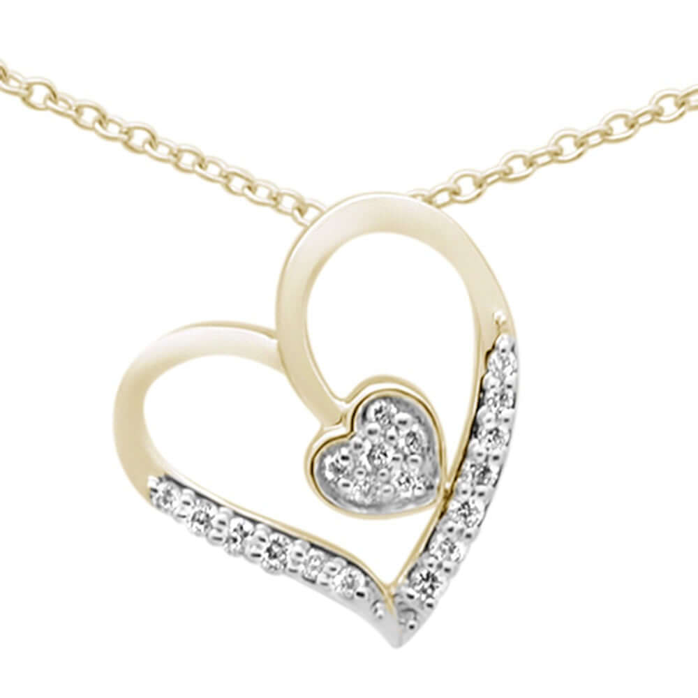 10KT Yellow Gold Diamond Heart Pendant Necklace .11 ct - Elegant Women's Jewelry Gift for Valentine's Day, Anniversary & Special Occasions